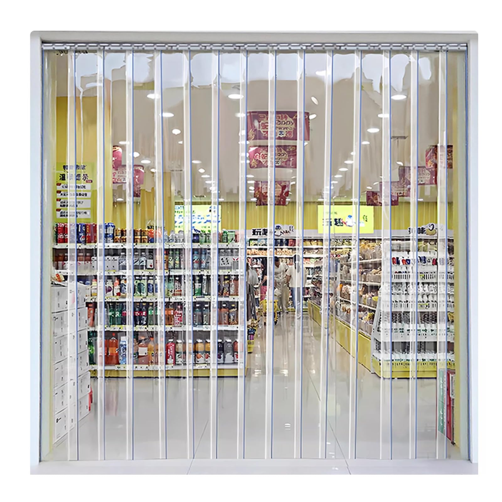 Rideau à Lanières PVC ，Rideau industriel à lanières ，Épaisseur 2 mm Isolant Rideau de Porte lanieres， Facile à installer ，Convient à la maison, au supermarché(90x280cm/35.43x110.2in)