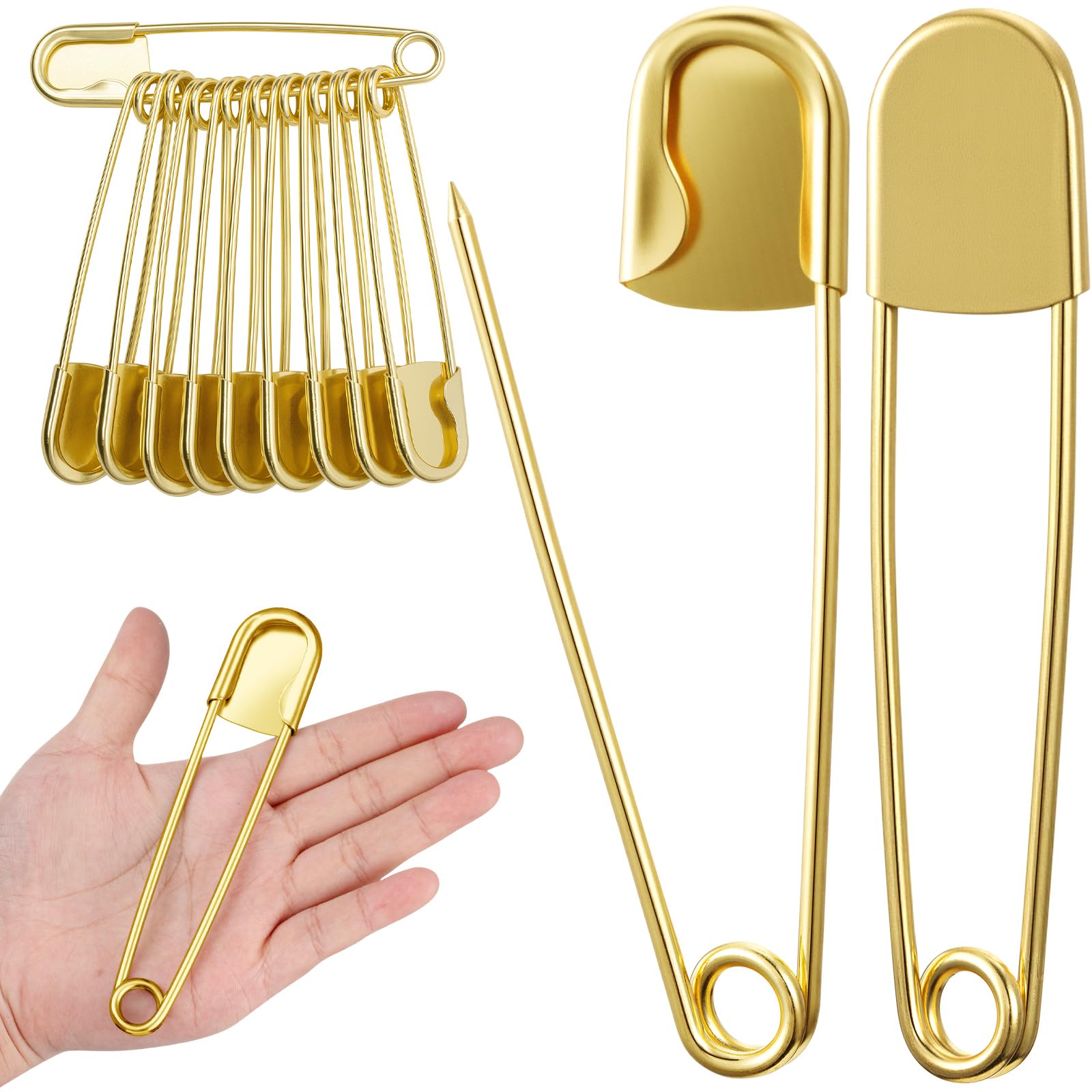 Juexica 10 Pcs 5 Inch Large Safety Pins, Giant Heavy Duty Jumbo Safety Pin