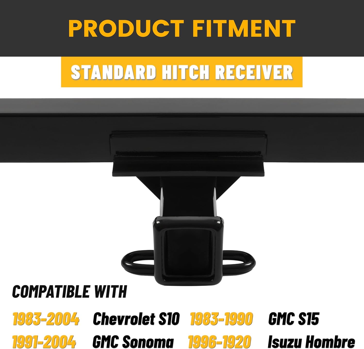KUAFU Class 3 Trailer Tow Hitch Compatible with 1983-2004 Chevy Chevrolet S10/ GMC Sonoma S15/ Isuzu Hombre Black 2-Inch Receive