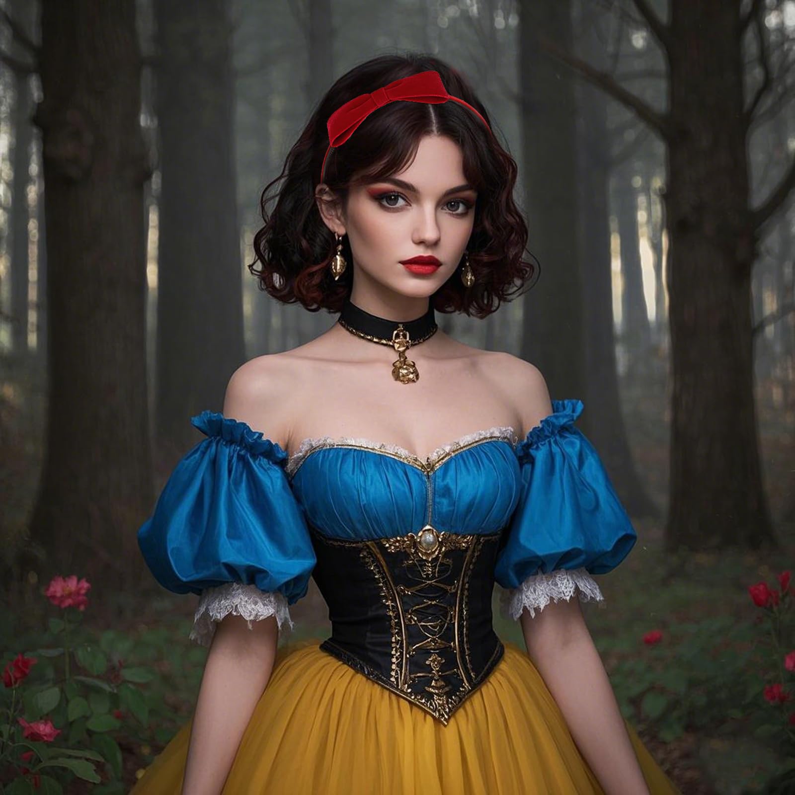 Cerchietto In Velluto Rosso Con Fiocco – Morbido Accessorio Per Capelli Da Donna, Regolabile, Ideale Per Feste E Cosplay
