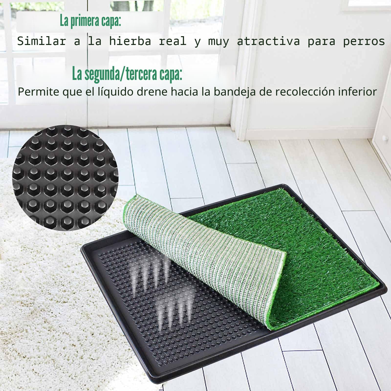 BRIAN & DANY 76 X 51cm Inodoro para Perros de Césped Artificial, Meadero para Perros con 2 Tapete de Césped para Reemplazar