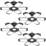 Lumières de garage, 6 pièces 200W 20000LM Lumière LED de garage 6500K lumière du jour, Lumières de magasin avec 6+1 panneaux déformables adaptés pour douille E26/E27, Éclairage de plafond pour atelier entrepôt grange sous-sol