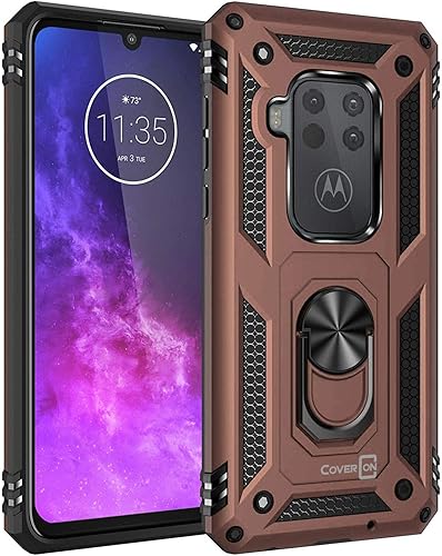 CoverON Serie de resistencias de soporte de anillo de metal para Motorola One Zoom, oro rosa mate
