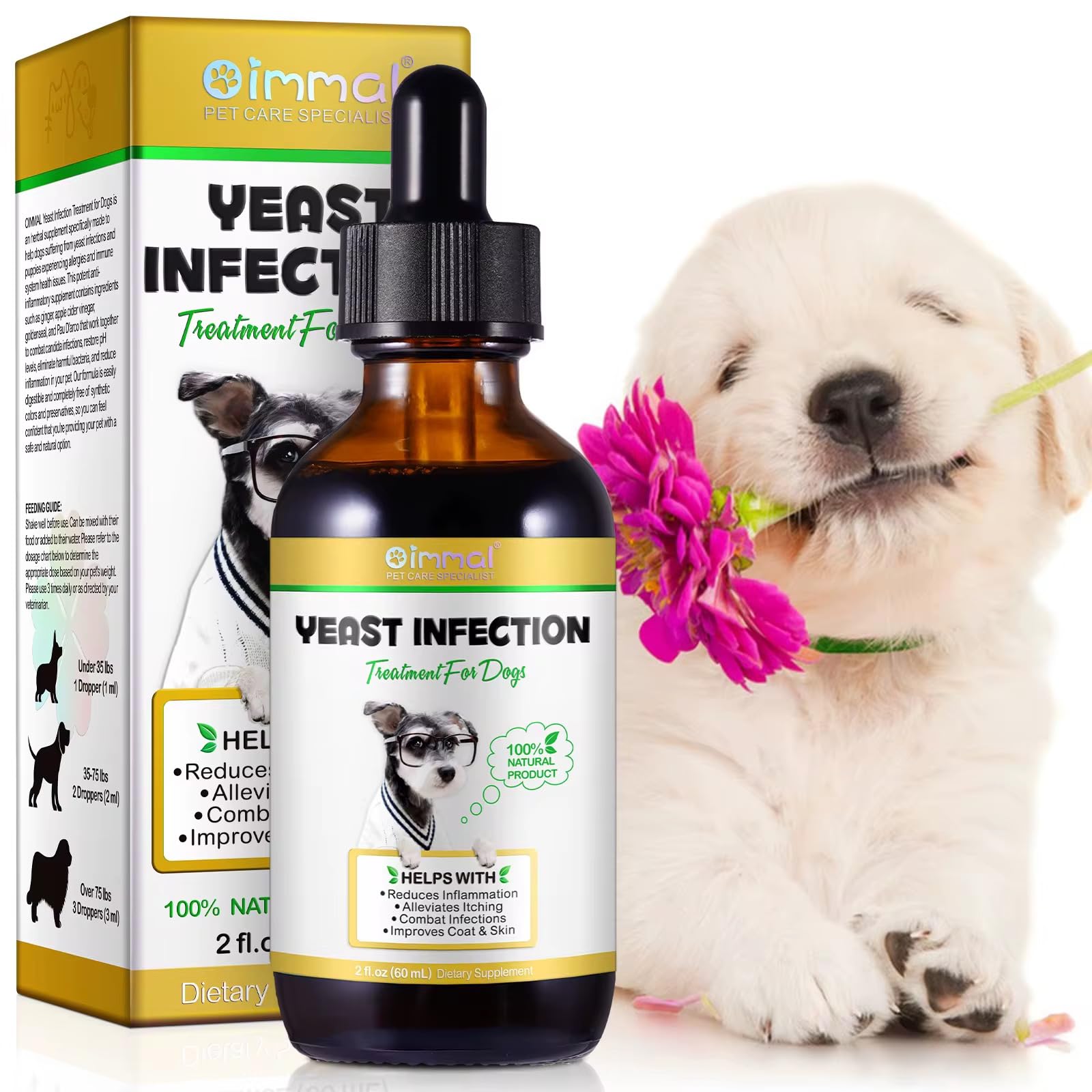 CARO Organics Yeast Infection Treatment for Dogs,Dog Ear Infection Treatment, Soothing Dog Yeast Infection,Allergy Relief,Natural Fast Relief Drop for Immune Health - 2 fl oz