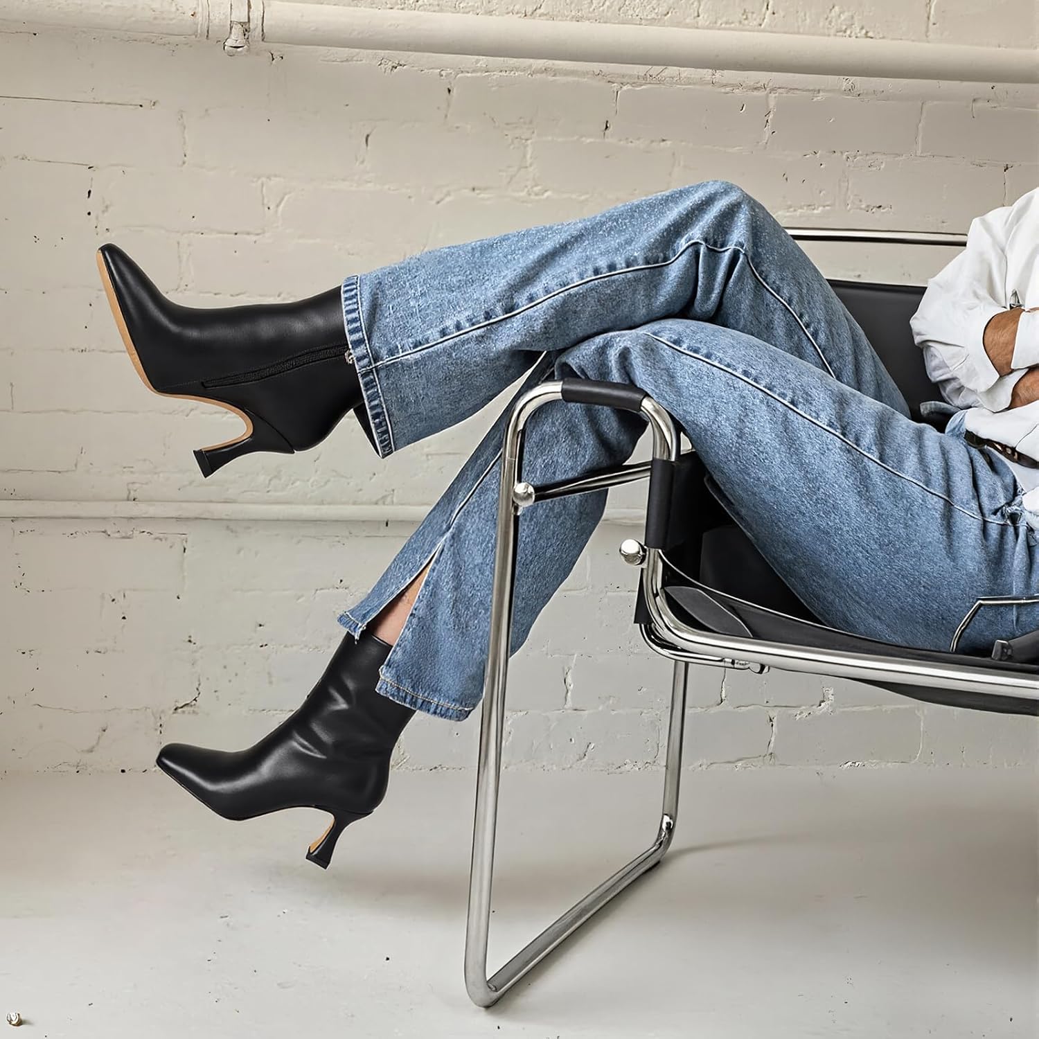 VOMIRA Ankle Boots for Women Square Toe Kitten Heel Boots - Image 3