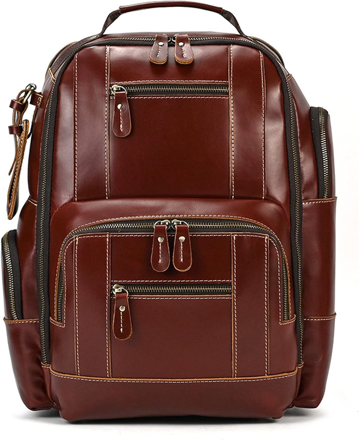 Zaino Per PC Portatile da Uomo Borsa Universitaria Zaino for laptop da 14 pollici da uomo Borsa a tracolla di grande capacità in pelle di cavallo pazzo Zaino retrò Zaini casual Zaino da lavoro azienda