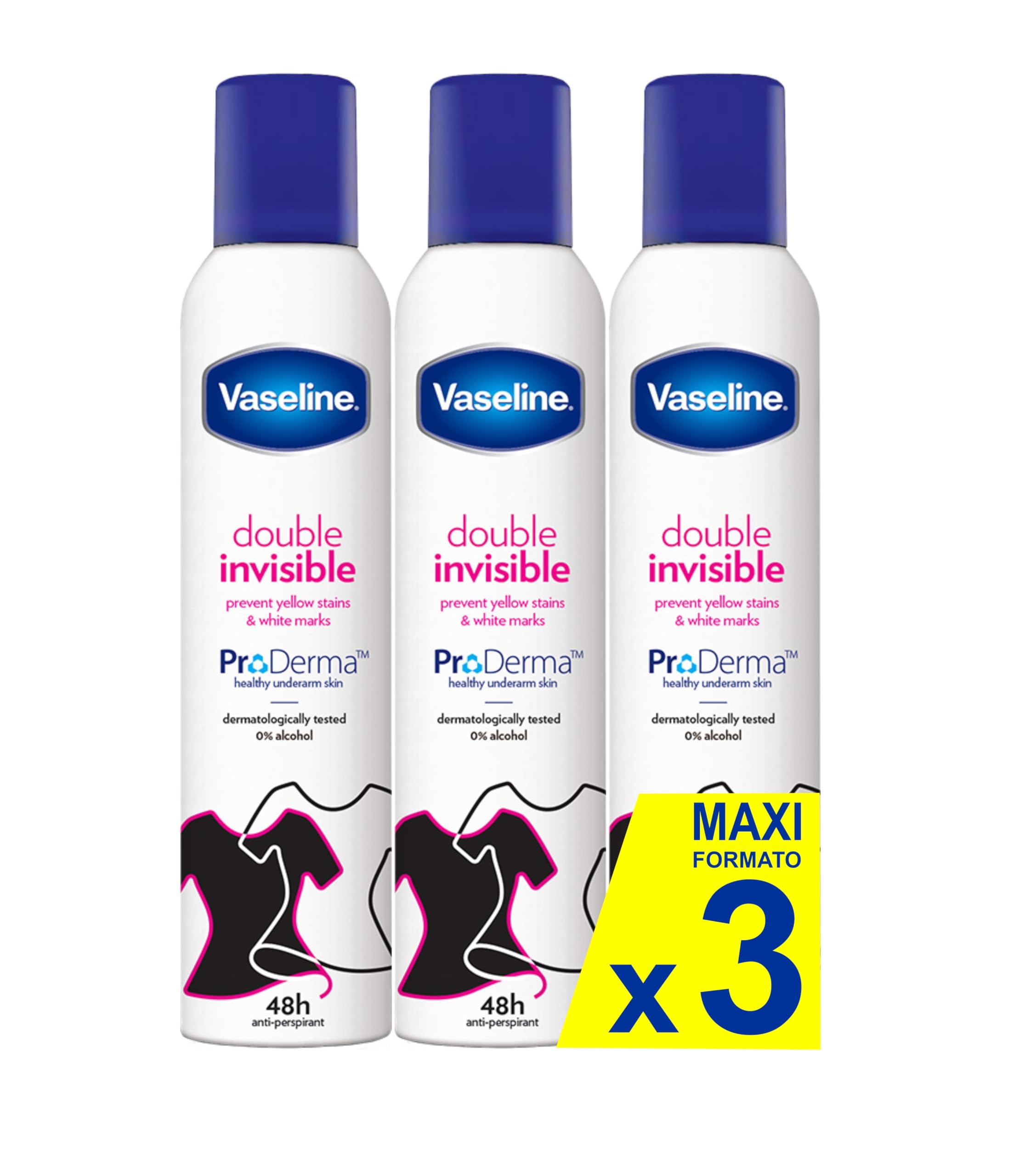Vaseline Double Invisible Anti-traspirante per donna 250 Ml | 48h Sweat Protection & Long-lasting Freshness PACCO DA 3