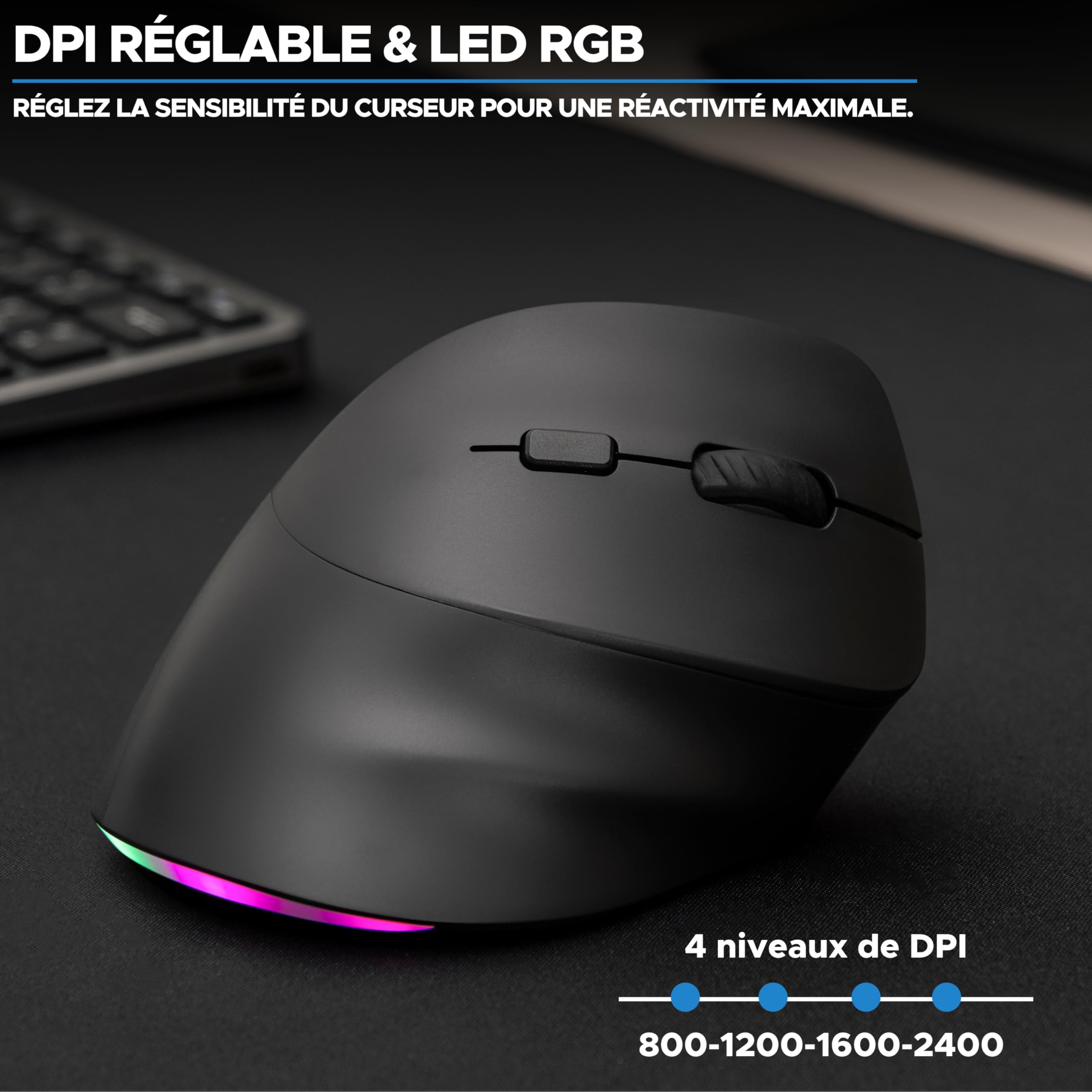 Souris Sans Fil Rechargeable Bluestork - Silencieuse, 6 Boutons, DPI Réglable 800-1600, Compatible PC/Mac