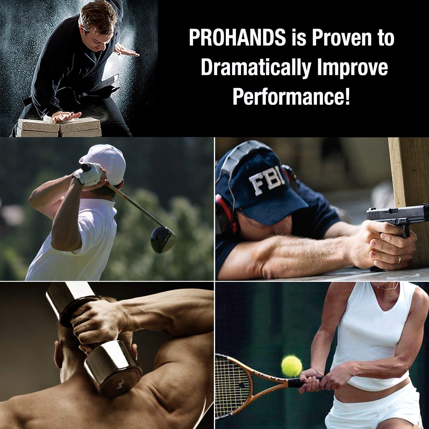 PROHANDS PRO - Ejercitador de mano, ejercitador de dedos (fortalecedor de agarre de mano), con resorte, sistema de pistón de dedo, aísla y ejercita cada dedo, (juego de 5) (azul, rojo, negro, gris,