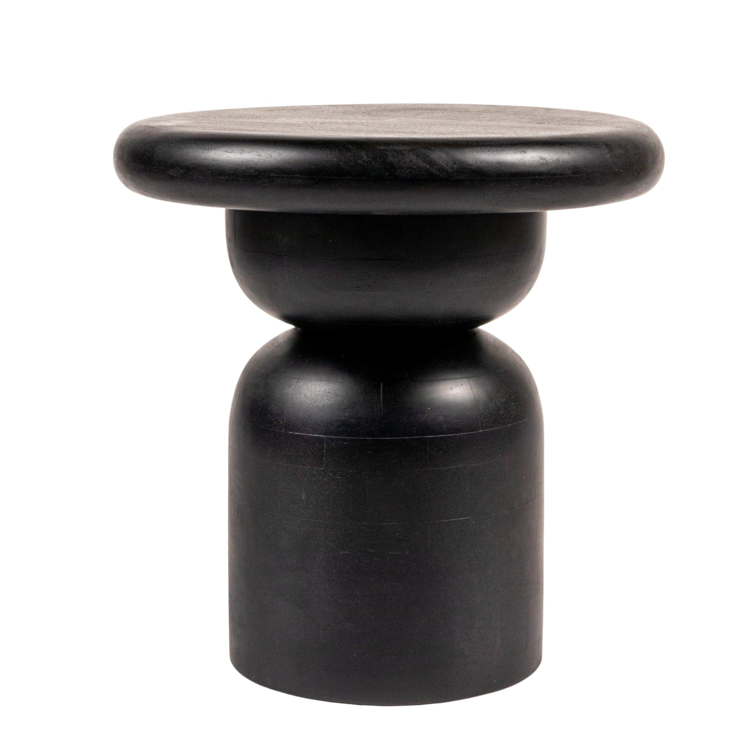 Creative Co-Op Round Mango Wood Accent Table, Black Finish