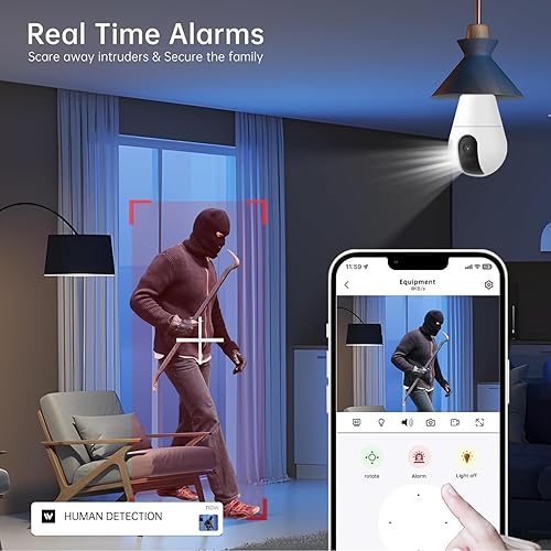 Miniatura 6 de Cámara de seguridad con bombilla, 5G2.4GHz, cámaras de seguridad inalámbricas para exteriores para seguridad del hogar, detección de movimiento