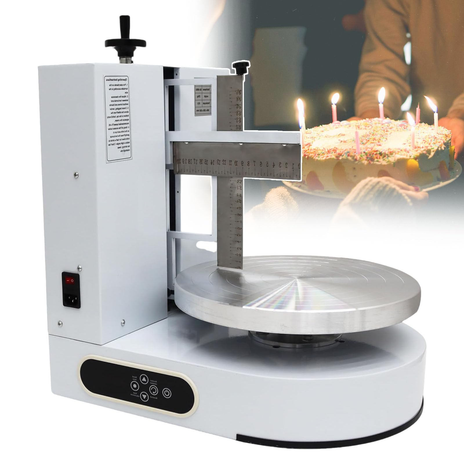 Máquina de decoración de pasteles para tartas de cumpleaños de 4 a 12 pulgadas, herramienta de revestimiento suave con pausa de un botón, perfecta para tiendas de pasteles, casas de postres y patios