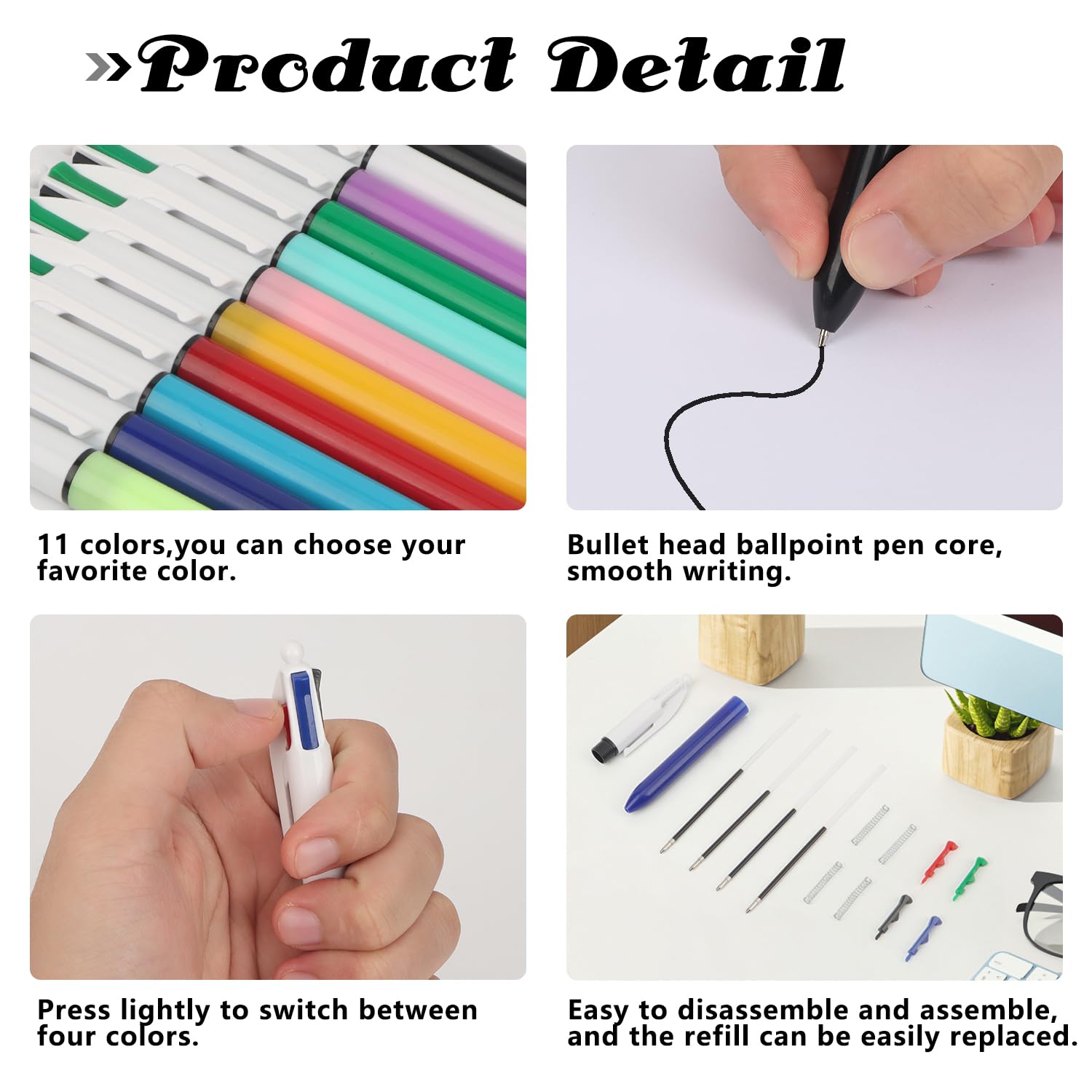 OWill 4-Colour 4-in-1 Ballpoint Pen, 1.0mm, Multicoloured for Office School, Students, and Children, Gift - Image 4