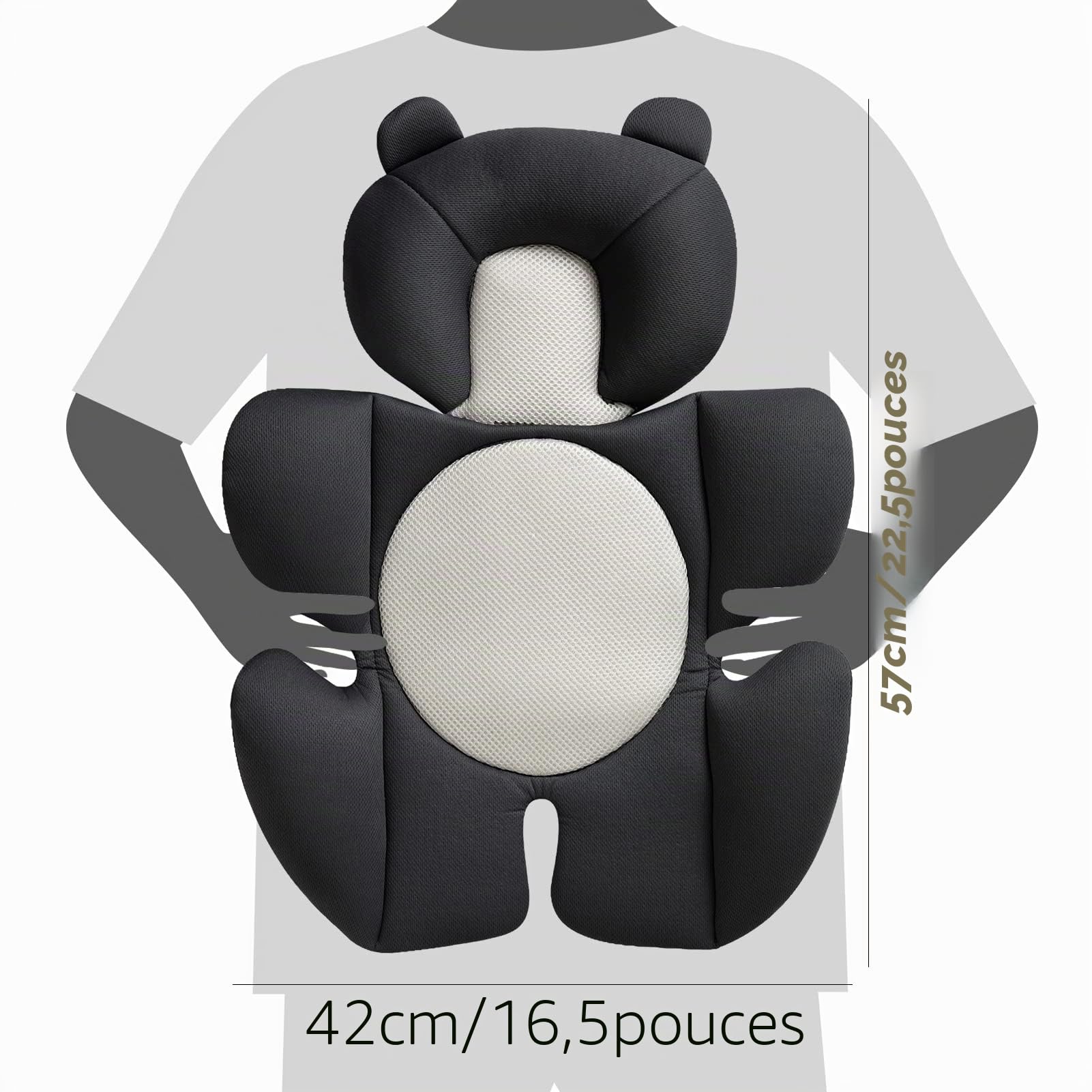 GanEn Coussin pour bébé - Coussin confortable pour poussette, siège auto, chaise haute - Noir