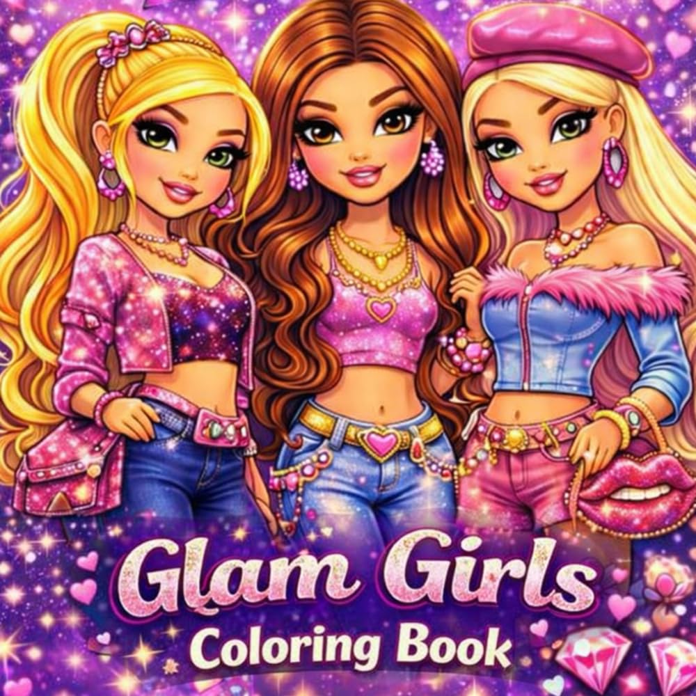 Glam Girls Coloring Book: For Teens and Adults Hours of Fun Relaxing Coloring
