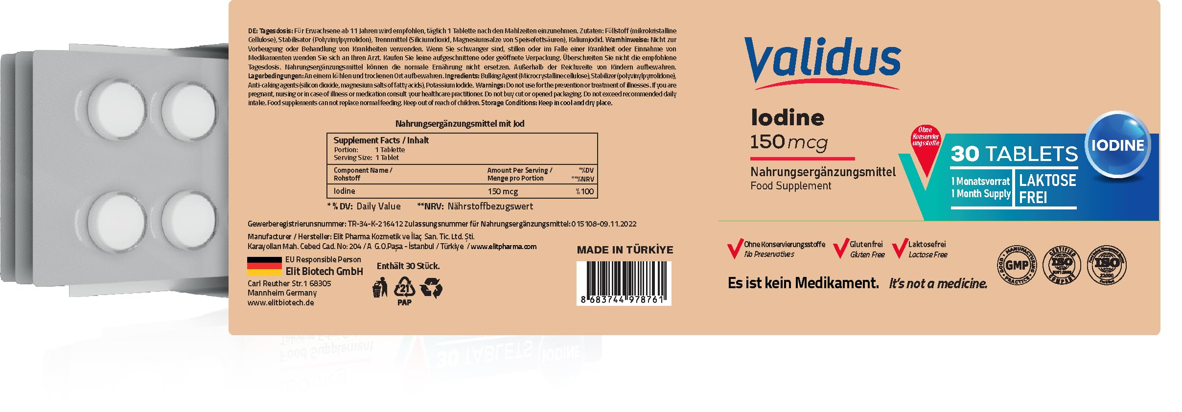 Validus İyot 150 mcg Takviye Edici Gıda 30 Tablet