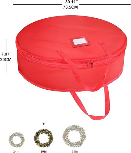 Miniatura 2 de bruwaa Paquete de 2 bolsas de almacenamiento de corona de Navidad de 30 pulgadas, ranura para tarjetas, asas duraderas y contenedores de