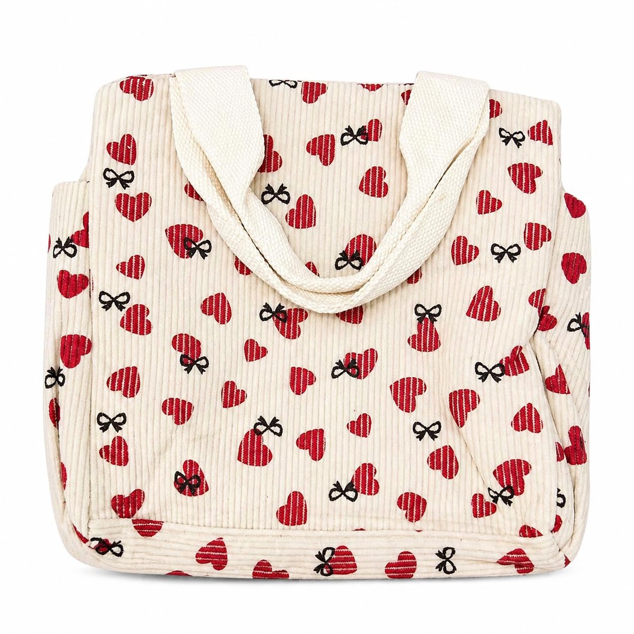 Women's Printed Tote Bag, Heart Pattern, Soft Corduroy Shoulder Handbag, Reusable Casual Carry Bag for Shopping, Travel & Daily Use (Large)-image-46