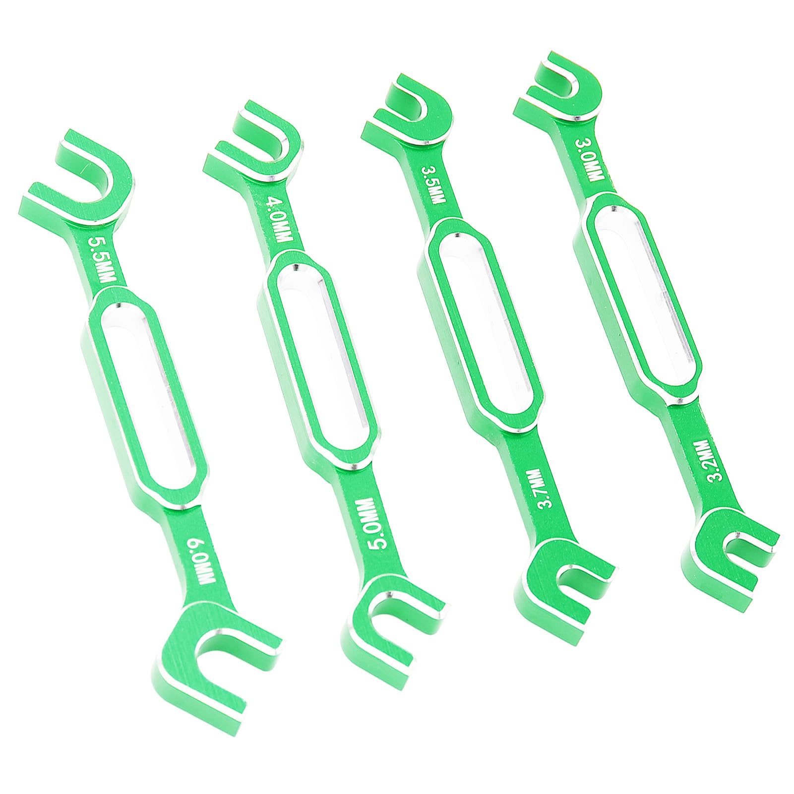 POENVFPO RC Car Wrench, 4PCS Aluminum Alloy RC Car Wrenches Turnbuckle Nut Ball Joint Remover Maintenance Spanner 3.06.0mm for Boat (Green — image 1