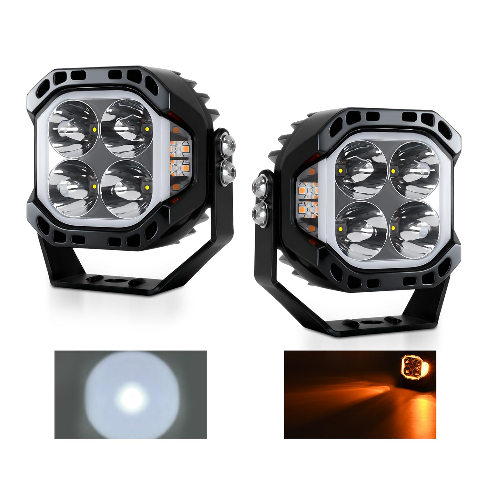 aqxreight Światła do Jazdy Terenowej z Podwójnym Trybem 3-calowe Kapsuły LED Spot Flood Combo 30000LM 80W Wodoodporny IP68 z obudową ze Stopu Aluminium do Samochodów Ciężarowych S