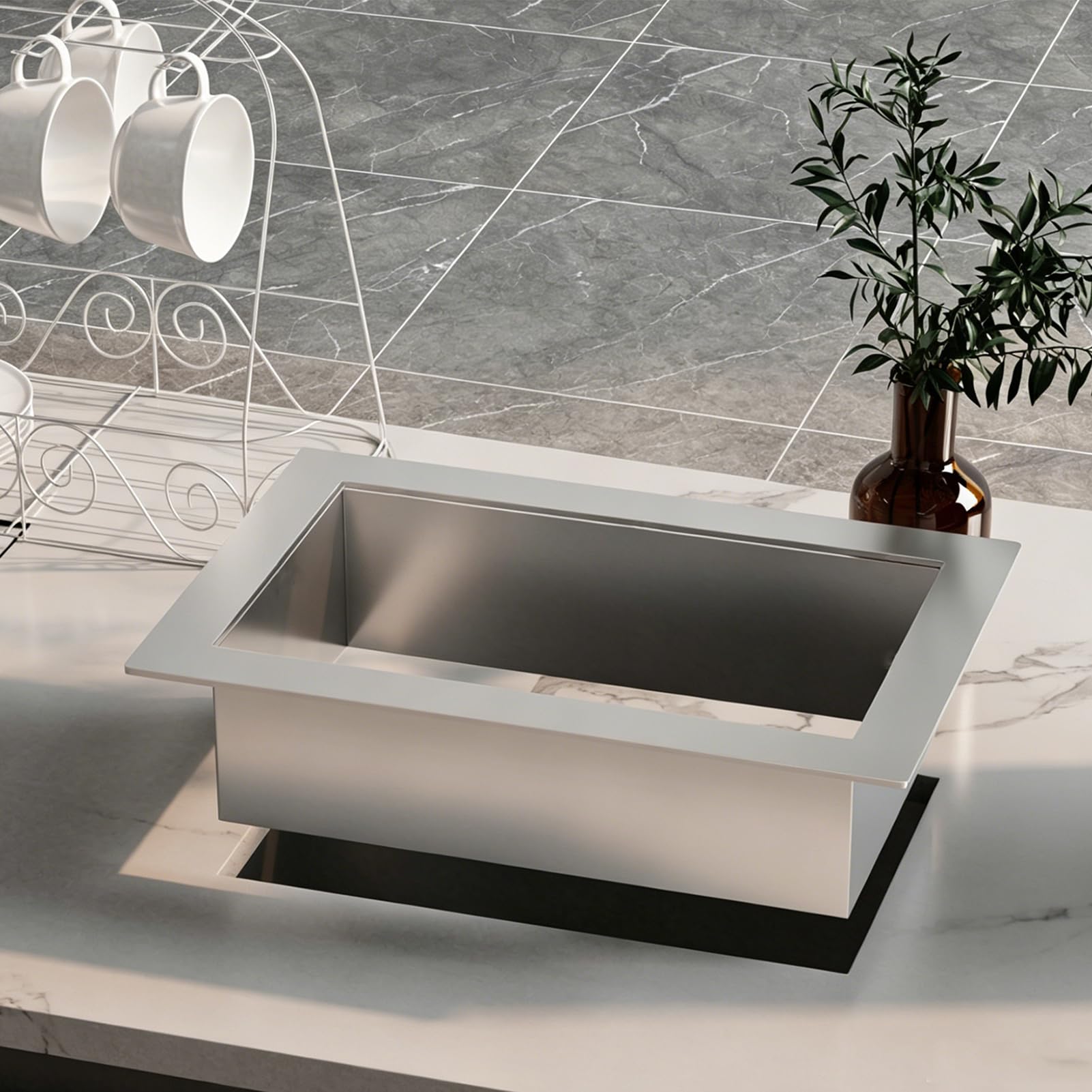 Poubelle Travail Cuisine, Poubelle Intégrée en Acier Inoxydable
