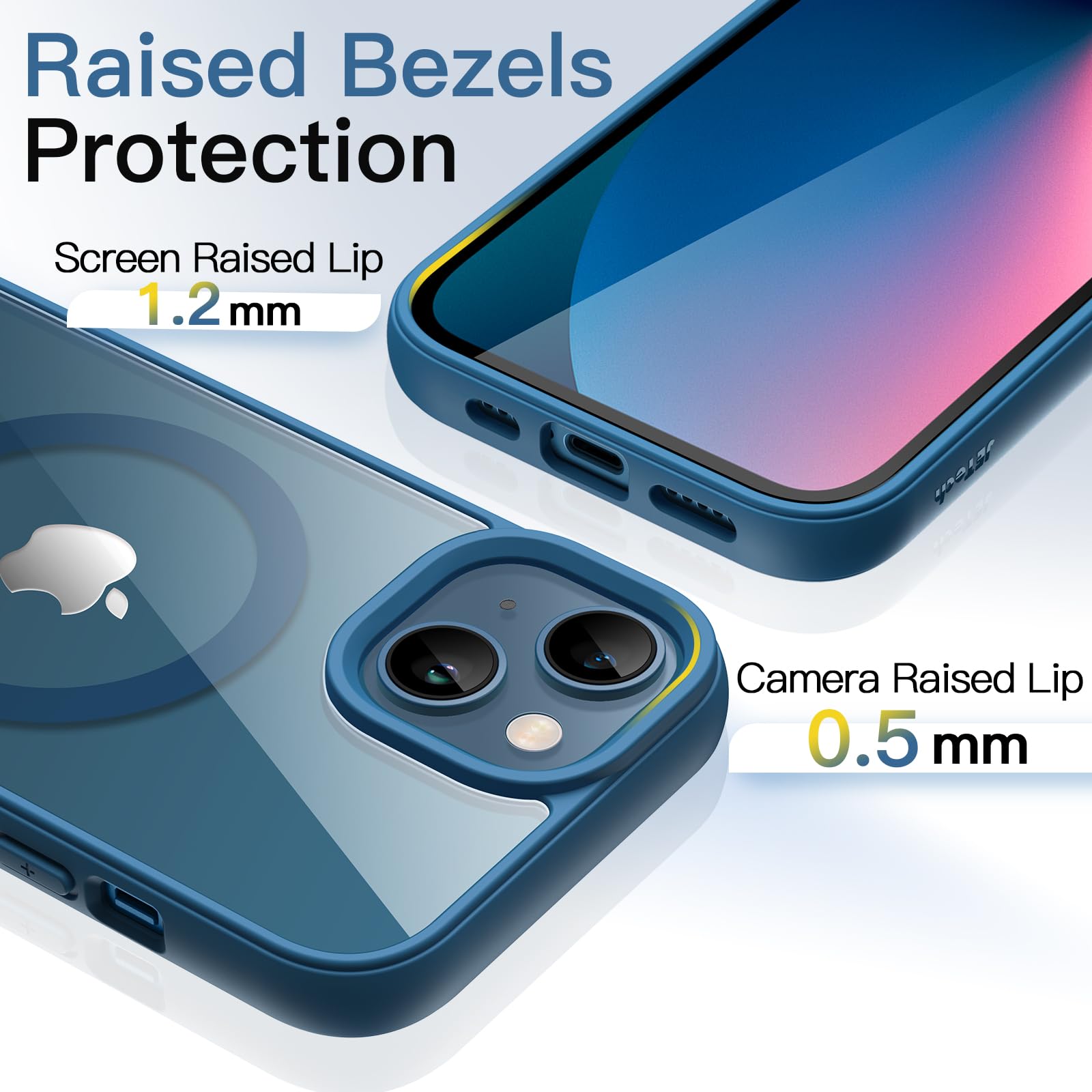 JETech Coque Magnétique Pour IPhone 13 6,1 Pouces Compatible Avec MagSafe, Étui Housse Antichoc Bumper, Cadre En TPU Mat De Couleur Unie, Dos Transparent Anti-Rayures (Rose