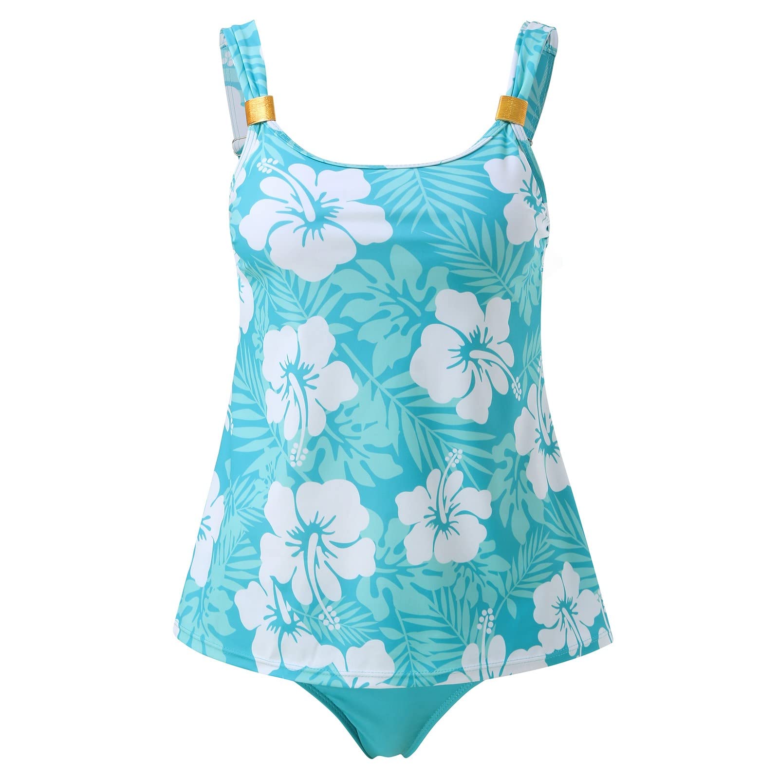 Damski Zestaw Bikini Dwuczęściowy Siateczkowy Strój Kąpielowy Tankini Beach Duży Koronkowy Dla Kobiet, Jasnoniebieski, L