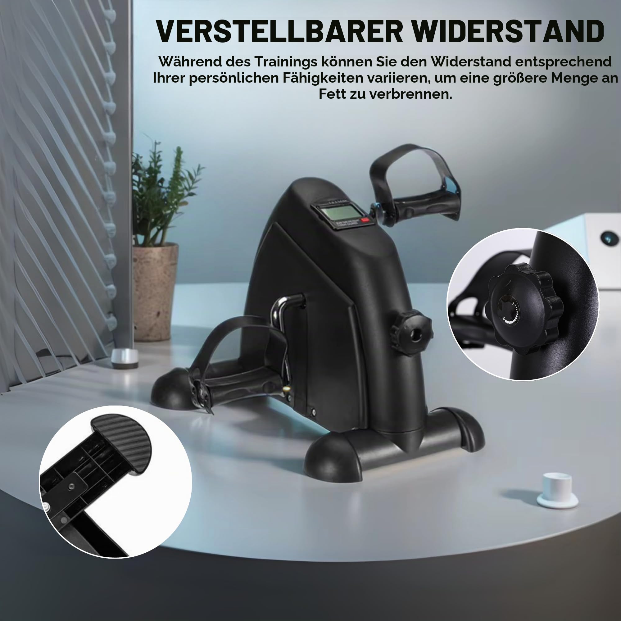 Mini Fahrrad Pedaltrainer, Mini Trainer pedaltrainer, Mini Ellipsentrainer, Ellipsentrainer für Senioren und Erwachsene mit Display, Einstellbarer Widerstand. Trainieren Sie zu Hause oder im Büro