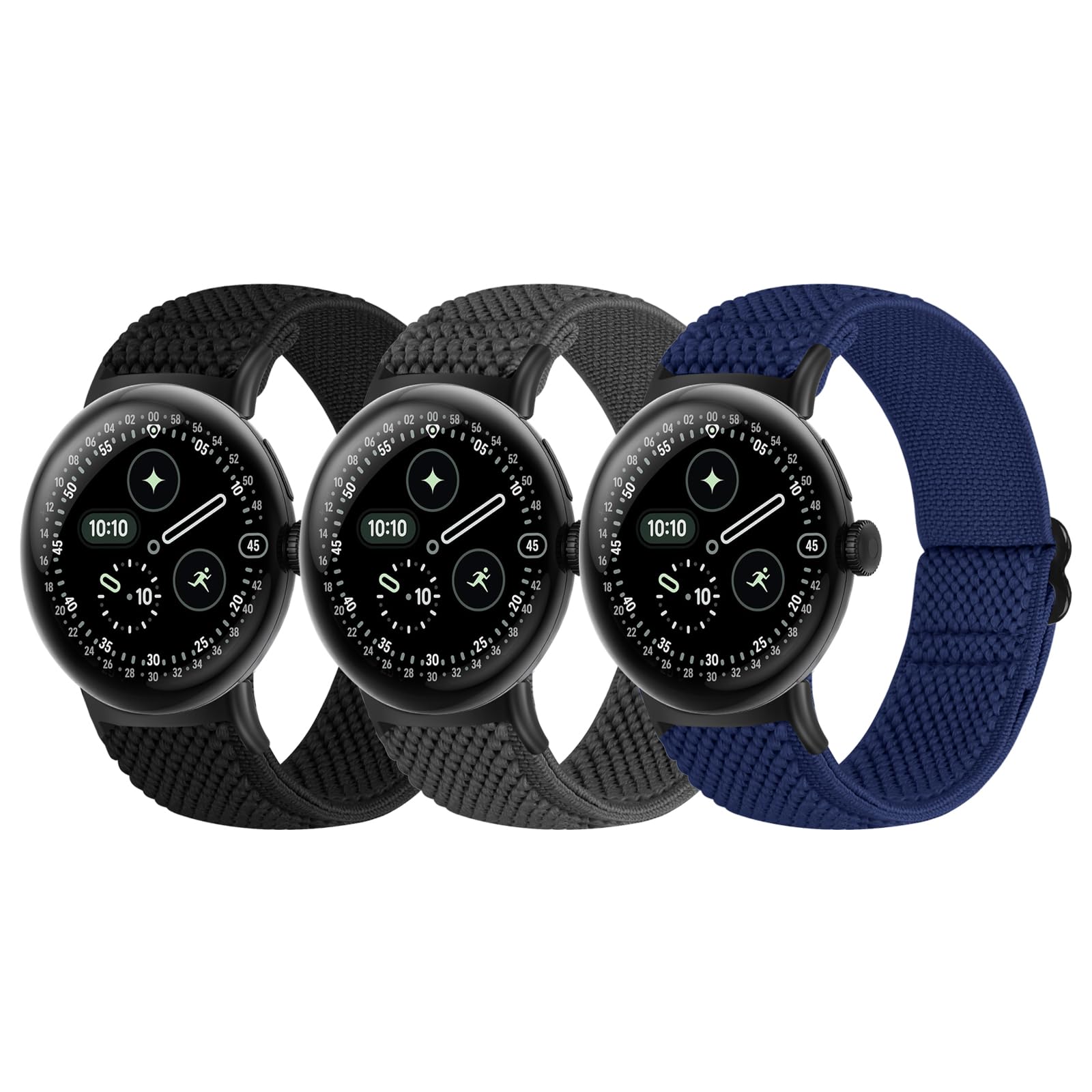BTTNG Elastic Watch Straps Compatible with Google Pixel Watch 4/3 41mm/Pixel Watch 2/1 Bands for Women Men, Adjustable Stretchy Sport Nylon Bands Replacement Wristbands 3 Pack — view 12