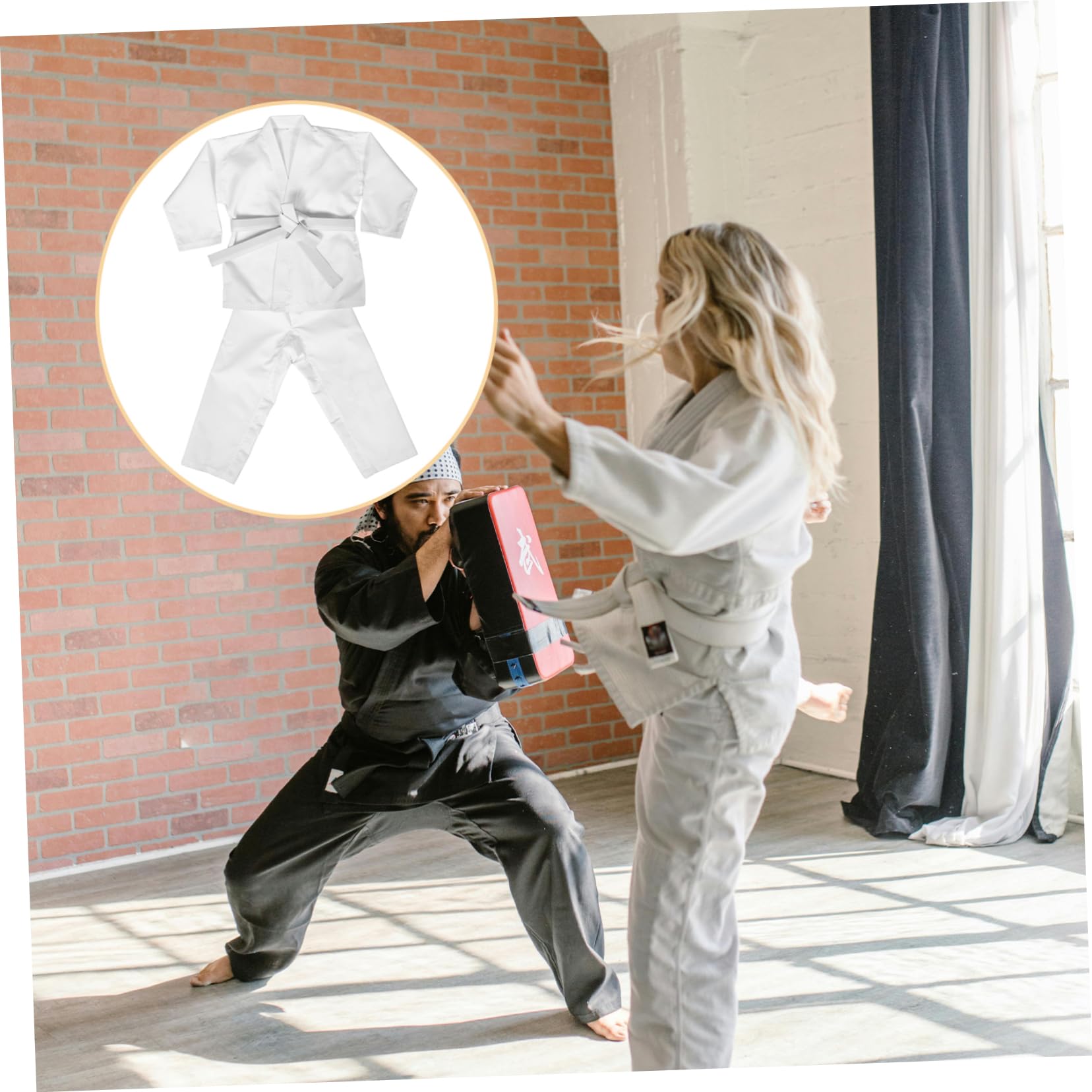 Homoyoyo Jeet Kune Do Uniforme da Karate Uniforme da Karate per Abbigliamento da Karate Pantaloni da Karate Uniformi del Taekwondo Costume di Arti Marziali Bianca Poliestere