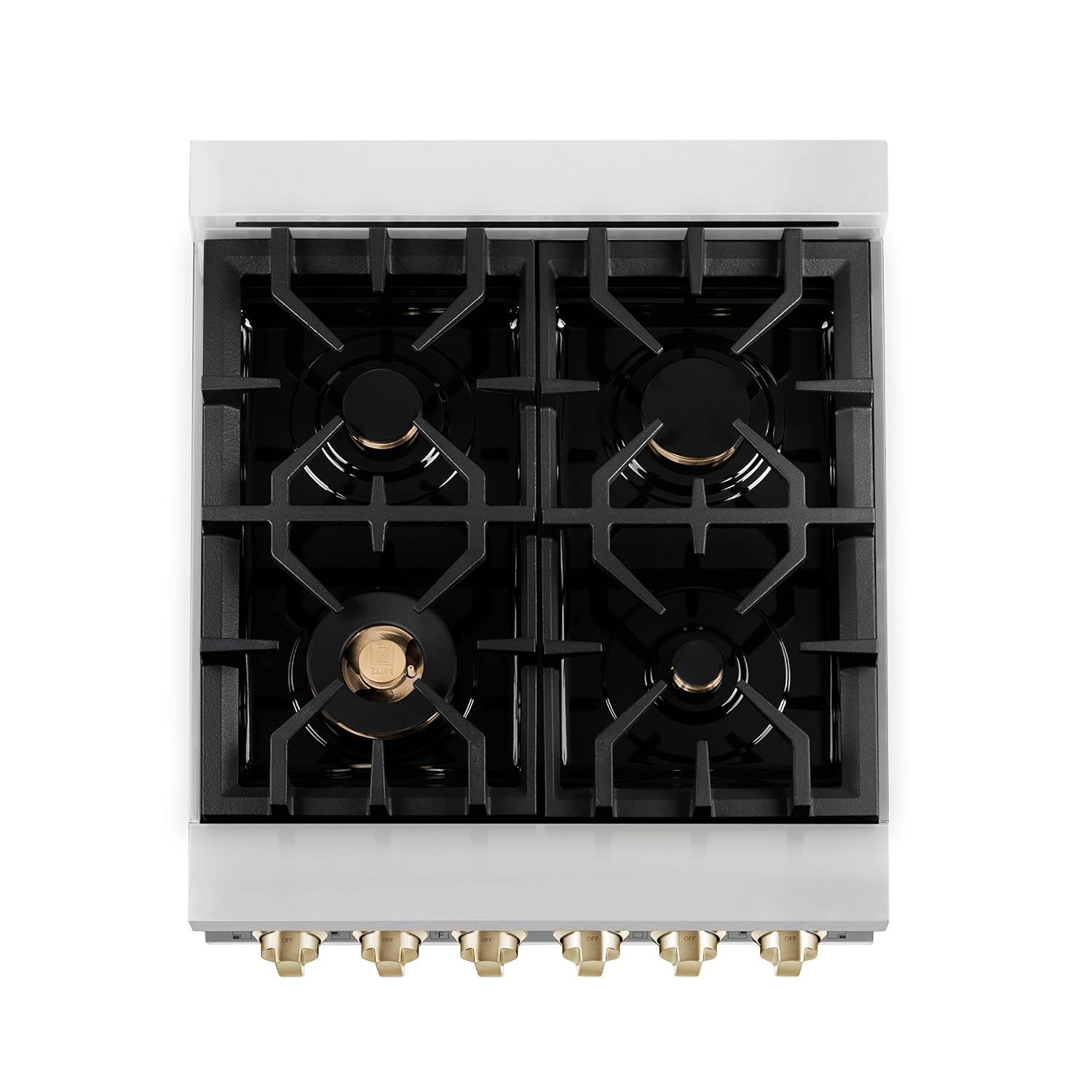 ZLINE Kitchen and Bath Autograph Edition 24 in. 4 Burner Single Oven Gas Range with Polished Gold Accents in Stainless Steel RGZ-24-G