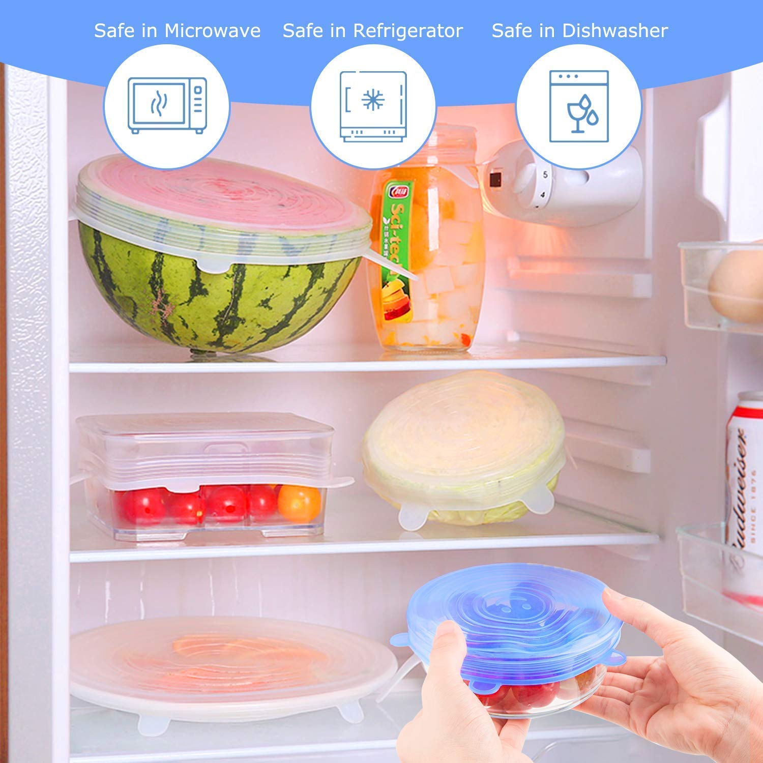 Top Select Silicone Lid Set, Silicone Lids and Covers, Stretchable, Airtight, Freezer, Microwave, Dishwasher Safe, Pink, Green, White 2