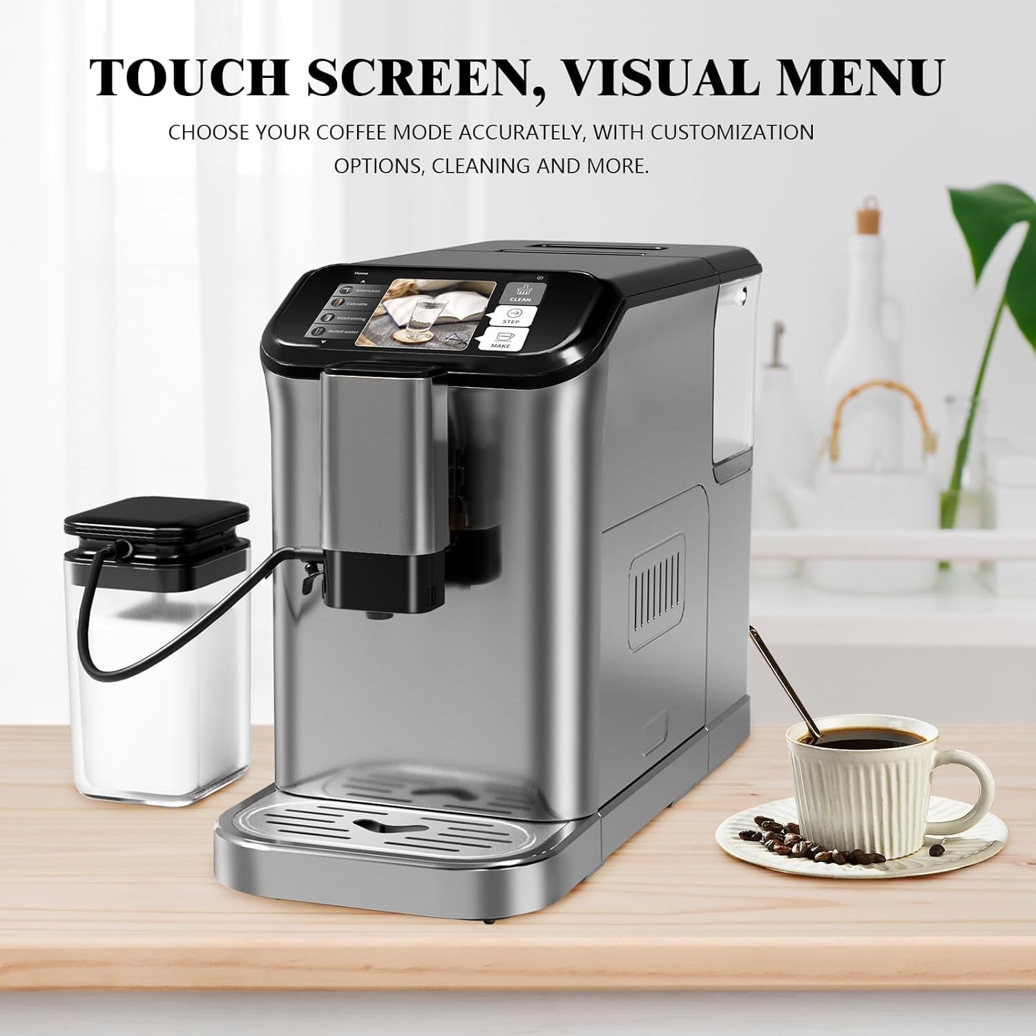 20Bar Fully Auto Espresso Machine With Dual Boiler and ‌Zero Cleaning Hassle‌, LCD Touch Barista Espresso Maker for Home Office, Entertaining - 24/7 Coffee Maker for Coffee Lovers
