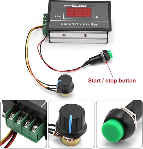 Miniatura 4 de 6-60V 30A PWM DC Motor Controlador de velocidad Regulador digital Pantalla de interruptor de velocidad variable Control LED Placa de circuito