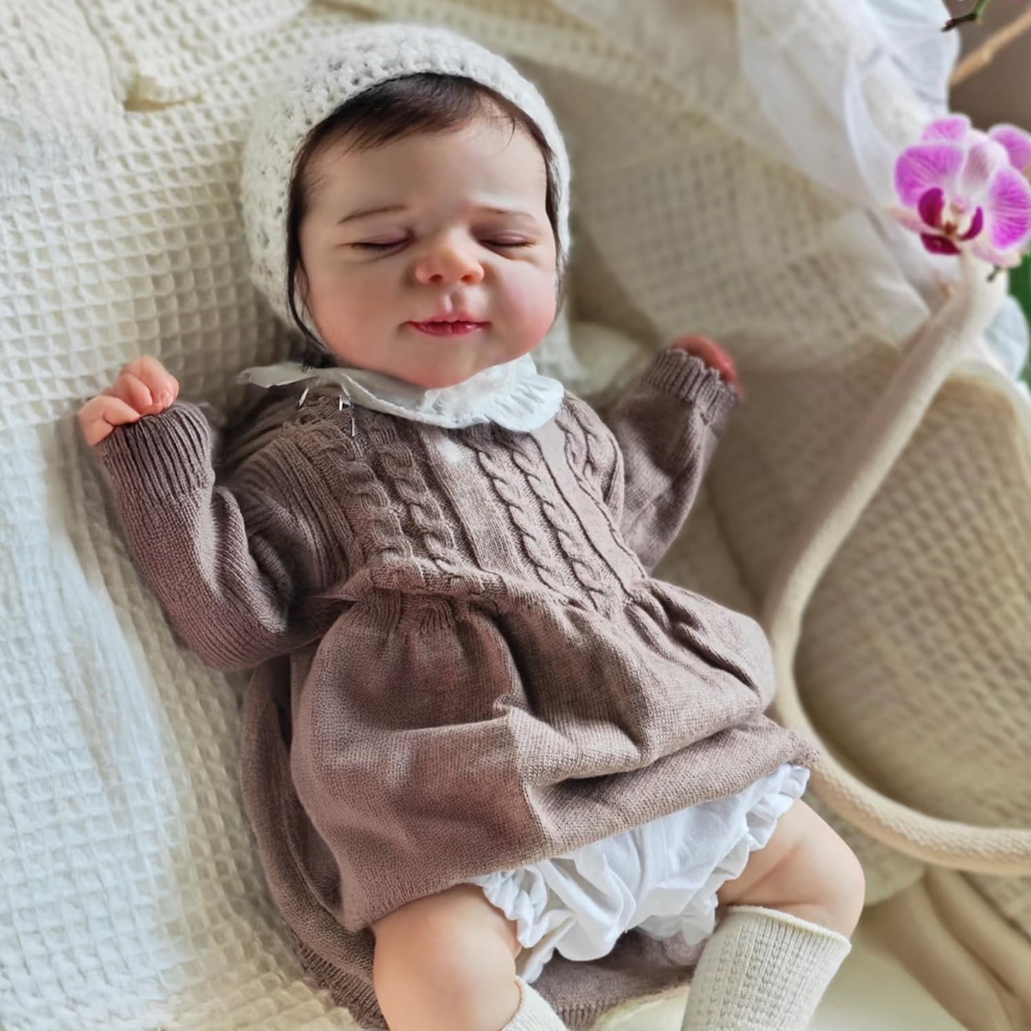 Pinky Reborn Lifelike Lovely Reborn Baby Dolls 19inch48cm Handmade Realistic Soft Silicone Vinyl Limbs Cloth Chubby Body Newborn Baby Dolls for Girls Boys Kids Age 3+