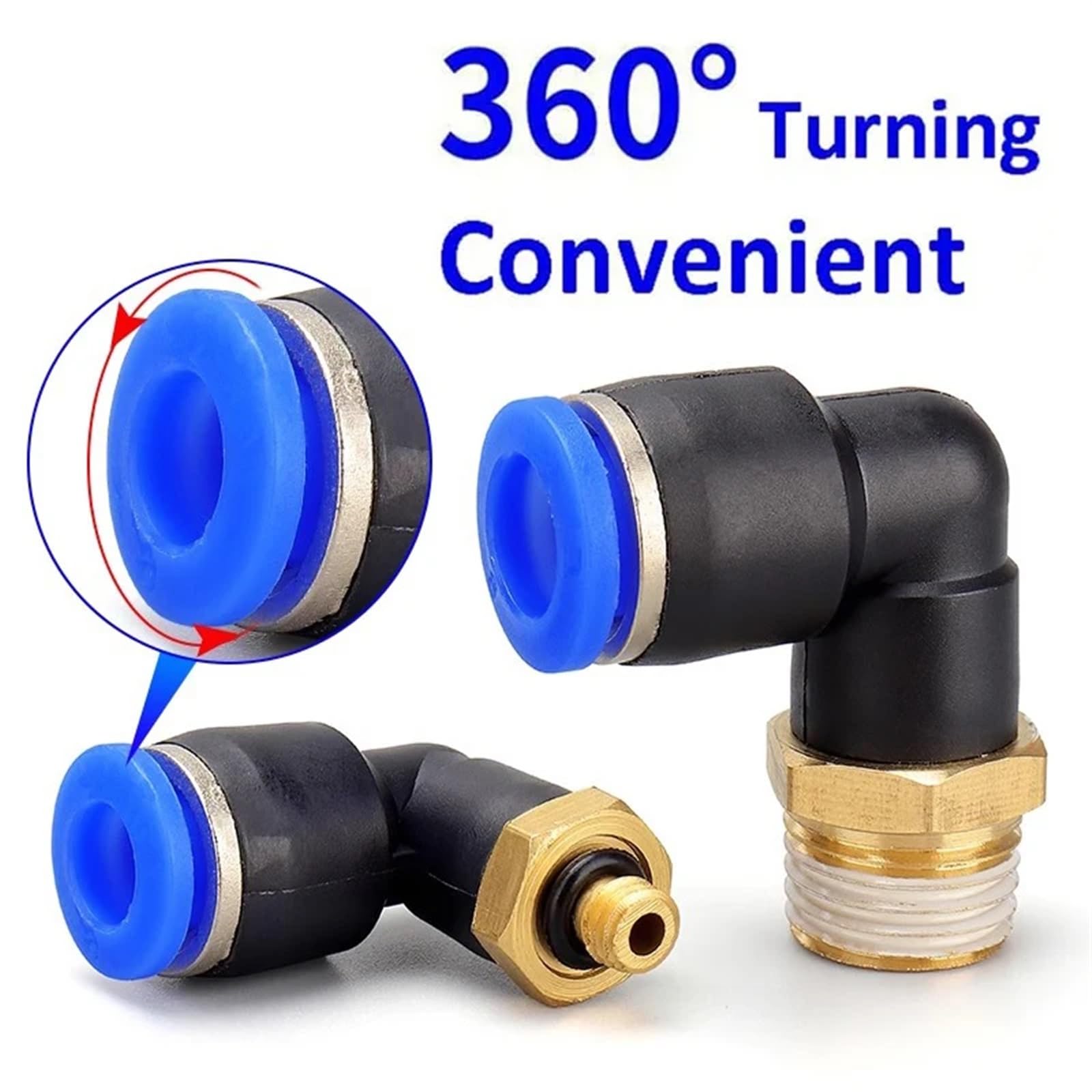 50 Uds conector de aire neumático PL 4-6-8-10-12mm rosca 1/8 1/4 3/8 1/2 codo de tráquea accesorios de aire conectores rápidos de manguera(PL10-04 (OD10mm-1I2))
