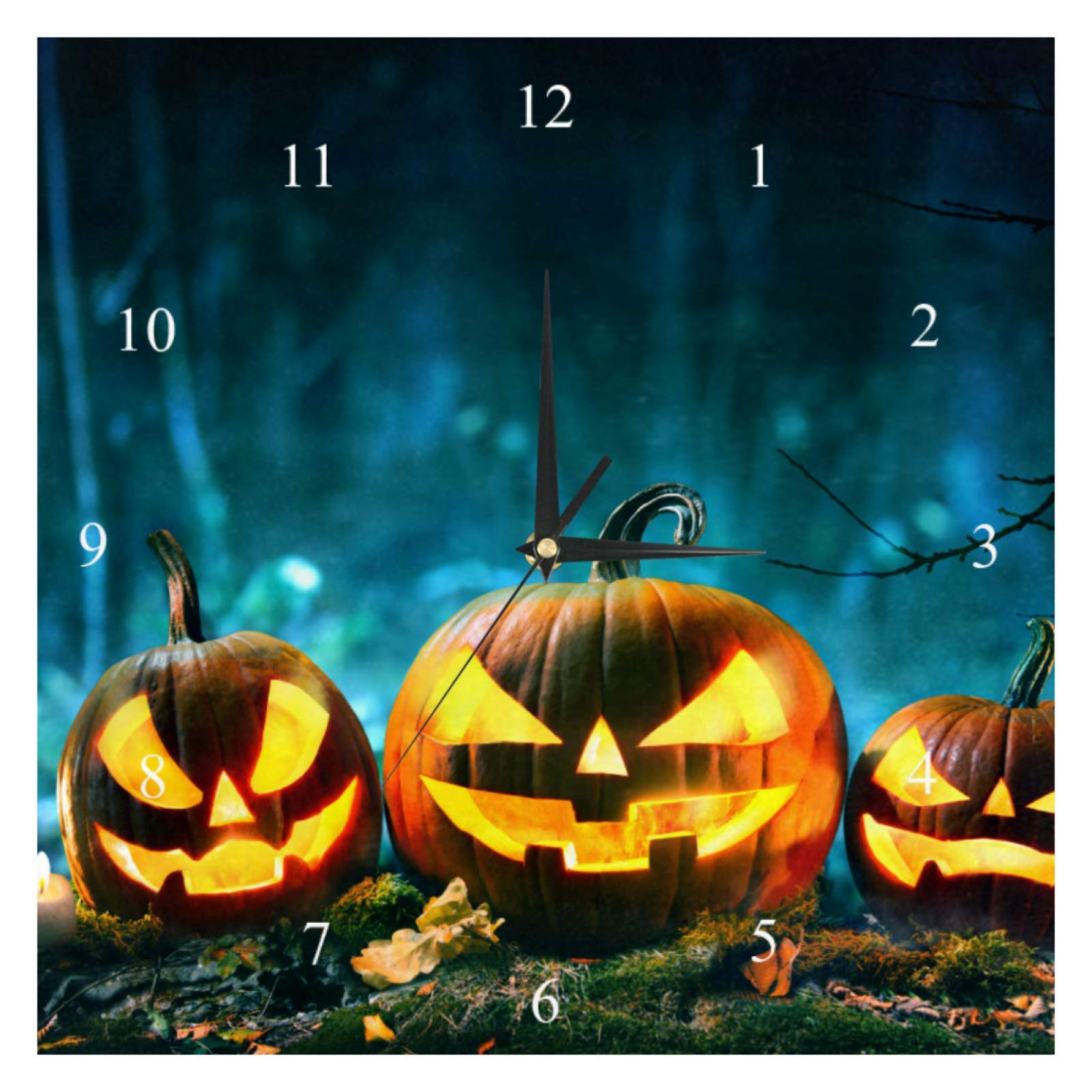 Horloge Halloween forêt nocturne effrayante pour cuisine et bureau