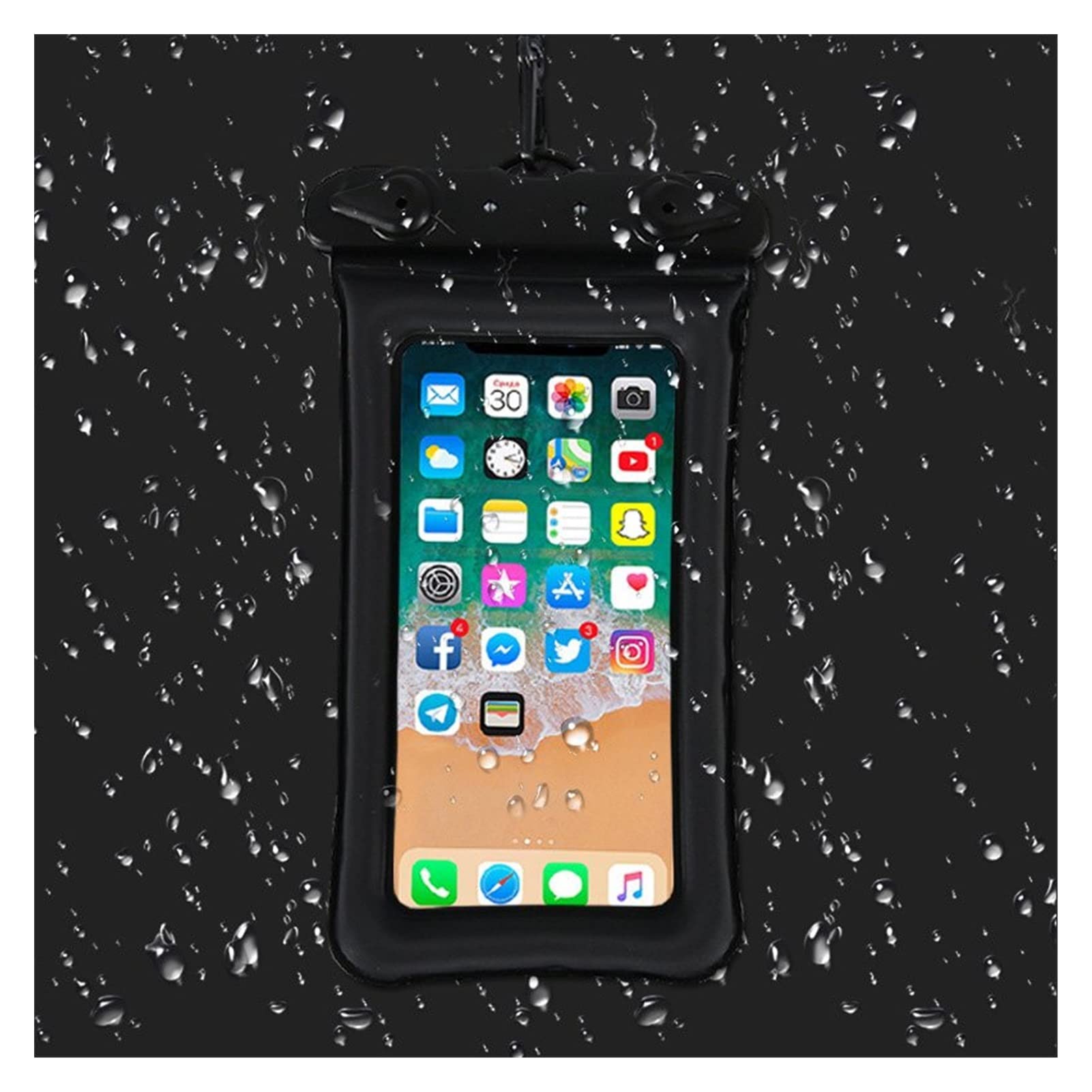 Universal Waterproof Phone Case Water Proof Bag Mobile Cover For IPhone 12 11 Pro Max 8 7 Huawei Xiaomi Redmi Samsung (اللون : أسود)