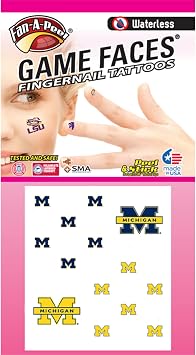u of m michigan fan-a-peel peel and stick fingernail tats