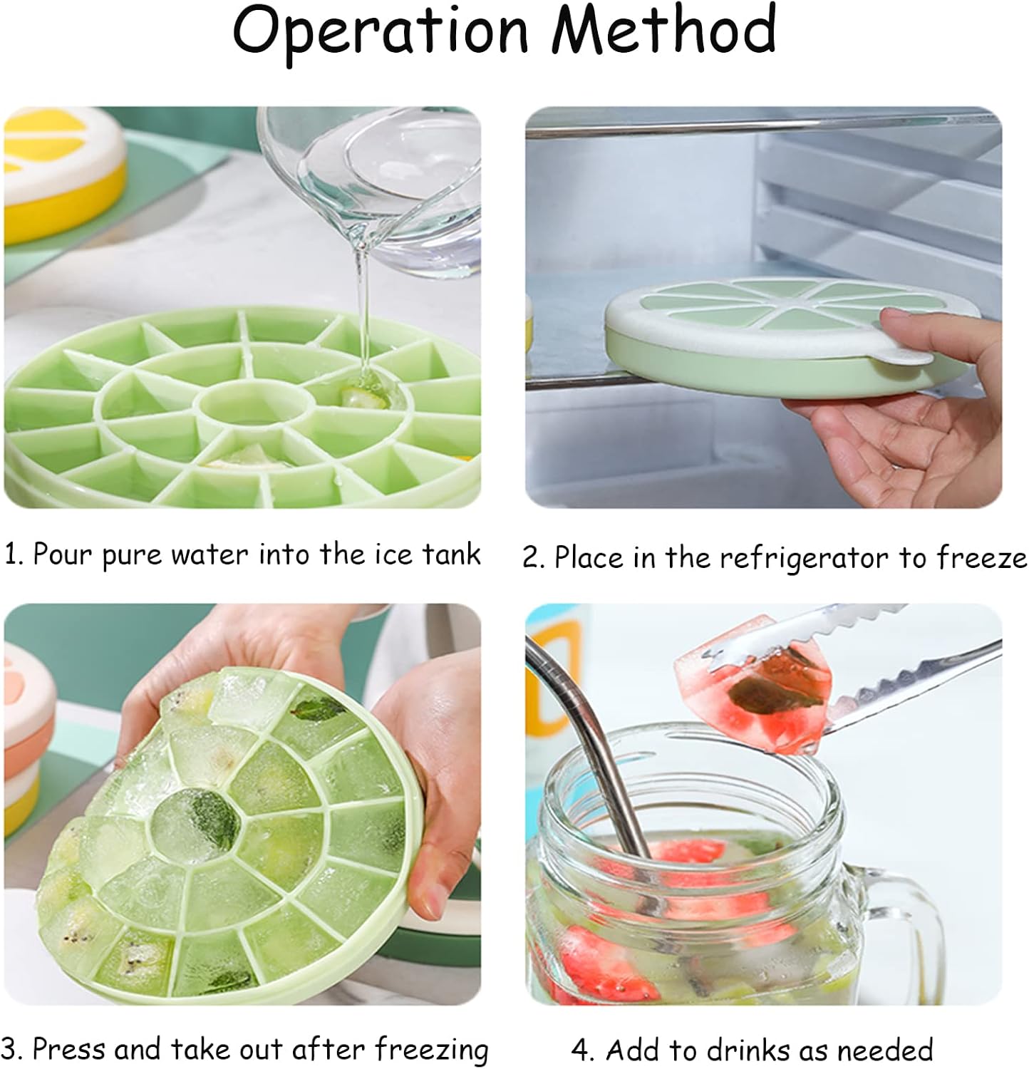 Hielera Silicona Bandeja De Cubitos De Hielo Con Tapa Y Contenedor De Almacén | Meses Ice Cube Tray