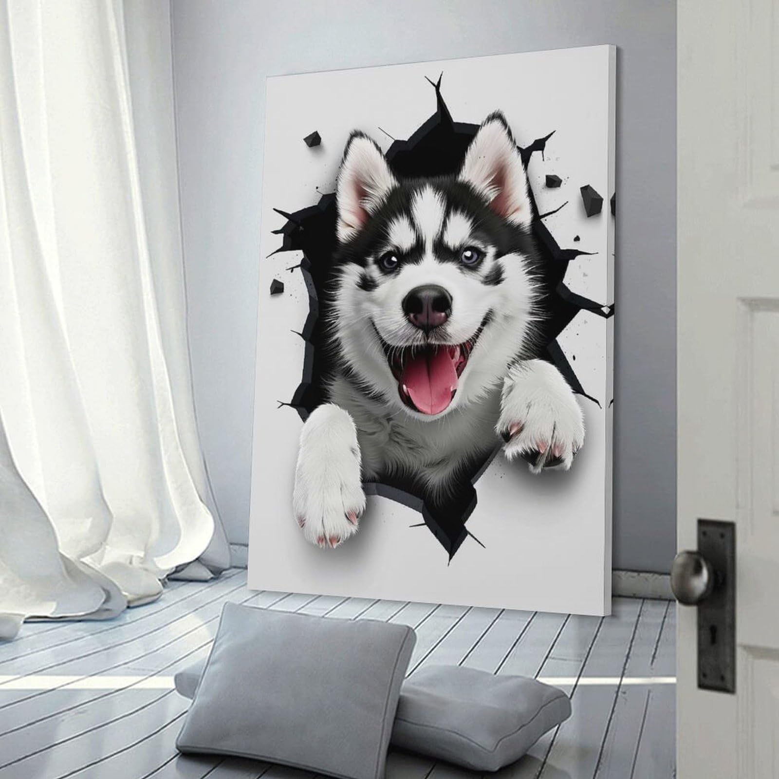 Junmoney Siberian Husky Dog Home Decor Wall Art, 20x30inch(50x75cm), for Home, Office, Studio Or Guest Room, An Adaptable Decor Piece for Home Use
