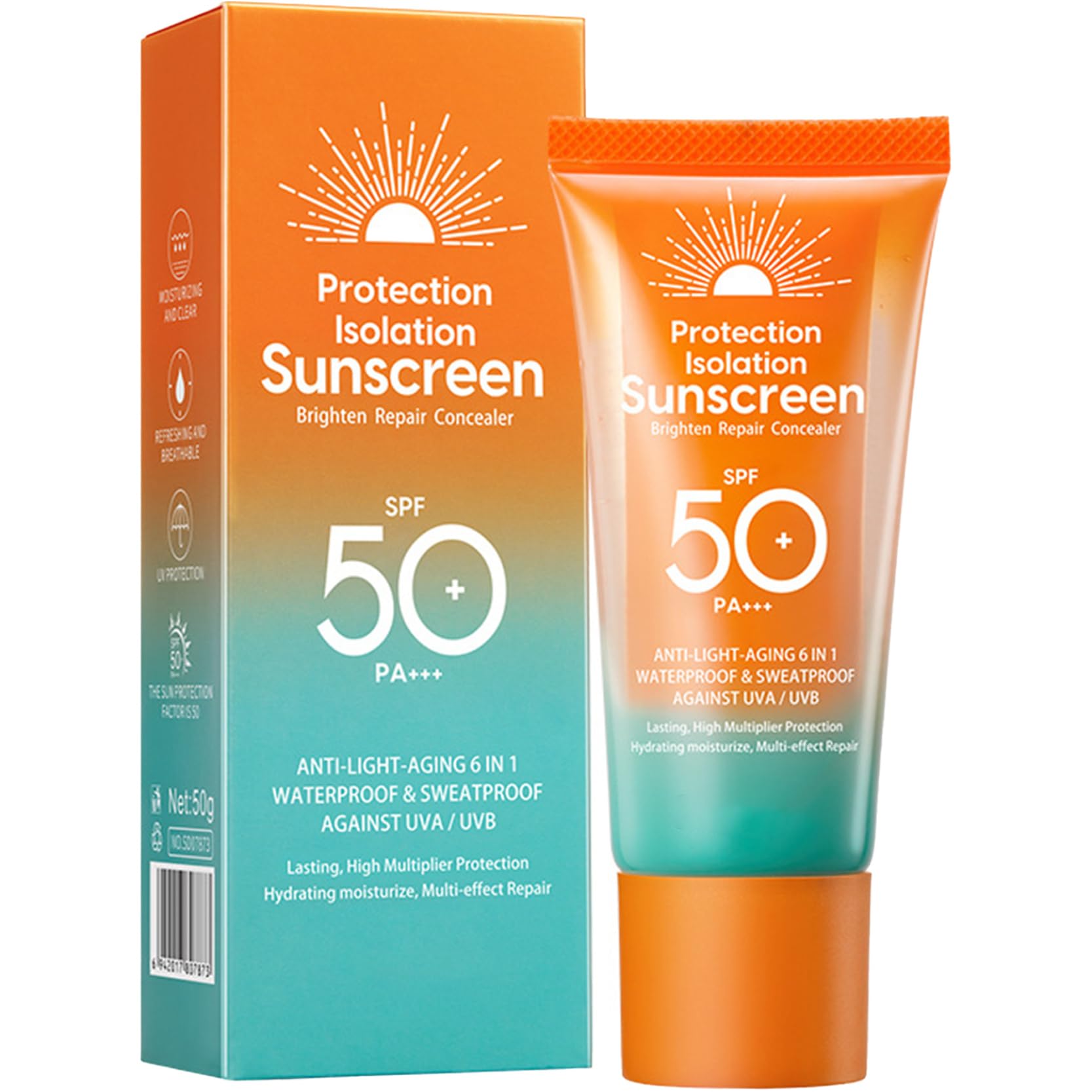 Lorilida 50g Lightweight Sunscreen for Face and Body Hydrating Sun Cream with UVA UVB Protection Non Sticky Formula