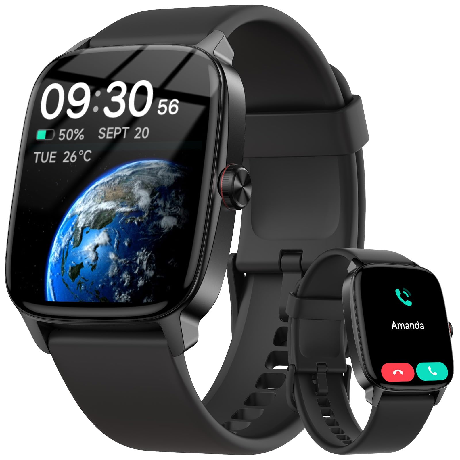 Smart Watches for Men Women with Bluetooth Calling, Heart Rate Sleep Monitor, 1.85 Inch Screen, DIY Dial, 100+ Sports Modes, AI Built-in Fitness Tracker, IP68 Waterproof, Smartwatch for Android iPhone