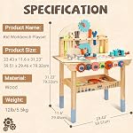 medoga Tool Bench for Kids Toy Play Workbench Wooden Tool Bench Workshop Workbench with Tools Set Wooden Construction Bench Toy for 3 4 5 Year Old Boys and Girls