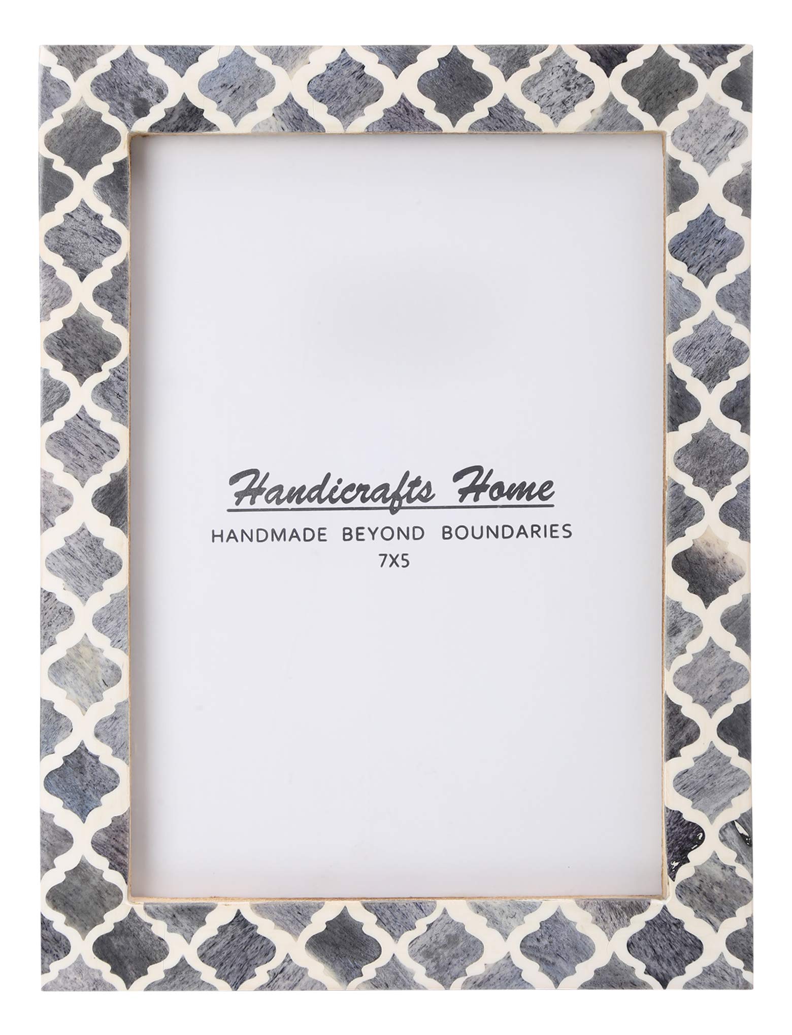 Handicrafts Home 5x7 Picture Photo Frame Moorish Damask Moroccan Art Inspired Vintage Wall Décor Gift Frames [5x7 GREY]