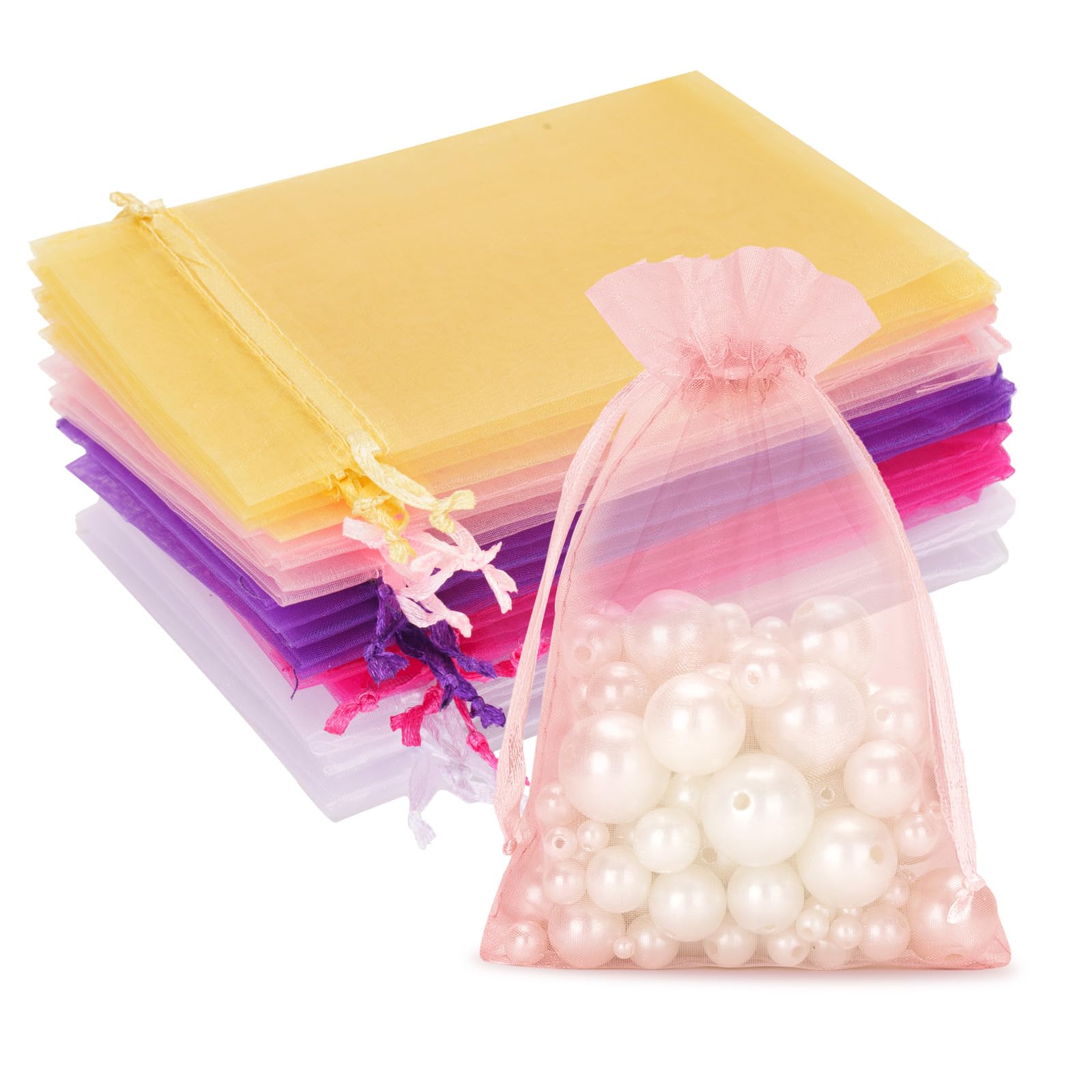 G2PLUS White Organza Gift Pouches - 7x9 CM Small Organza Favor Bags, 50 PCS Wedding Jewelry Bags - Clear Mesh Pouches for Wedding, Christmas, Birthday, Anniversary — view 17