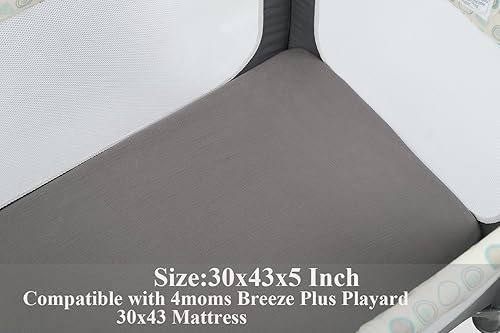 Miniatura 4 de Sábanas bajeras cuadradas de muselina, perfectas para corral portátil de 36 x 36 pulgadas, suaves, 100% algodón, gris y azul marino