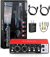 CIXUN 2x2 USB-C Audio Interface: 24-bit/192kHz Studio Recording, Dual XLR/TS Inputs, +48V Phantom Power for Podcasts & Streaming (Matte Red)