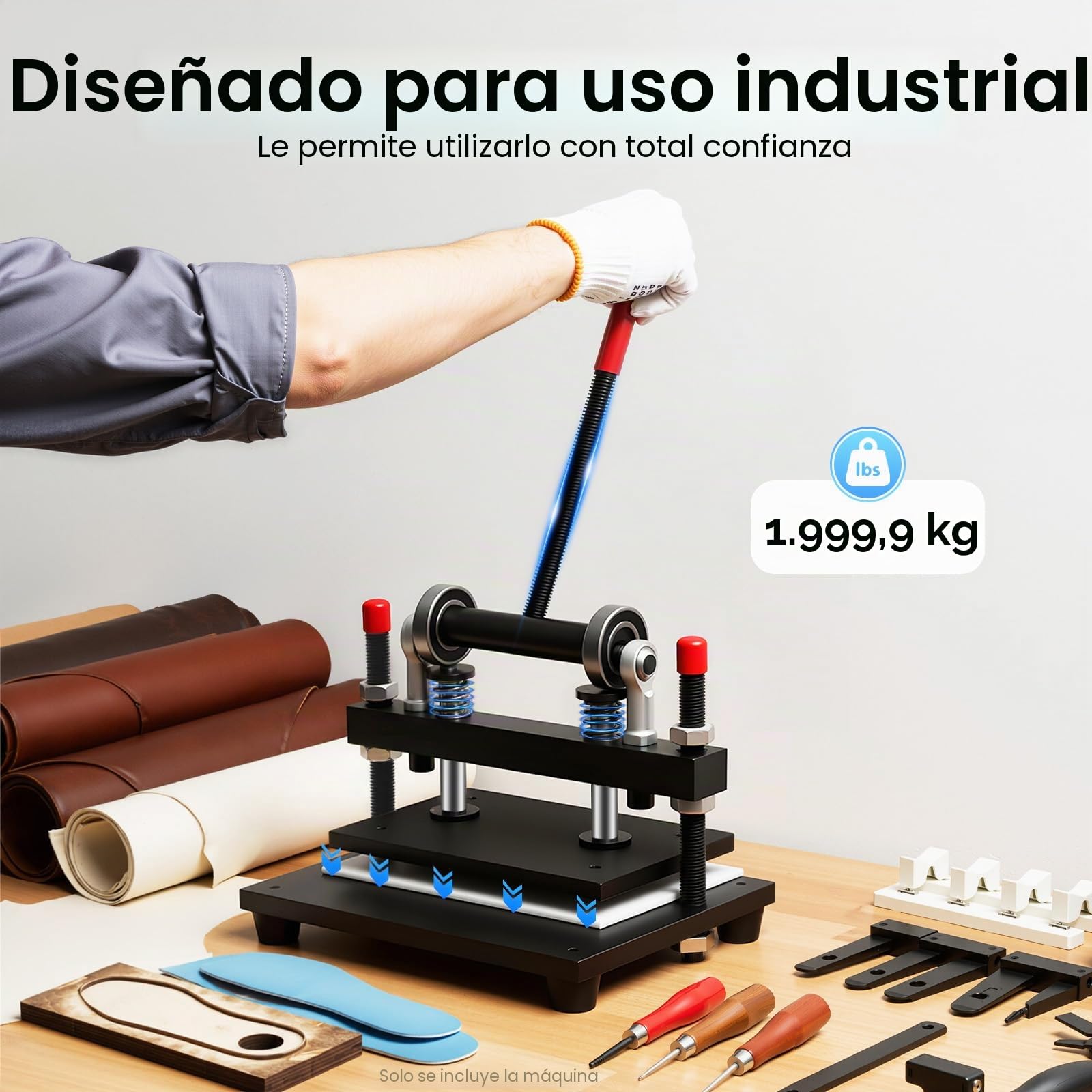 Troqueladora manual de cuero, prensa de placas de acero de 12 mm, máquina de troquelado en relieve, para cuero, plástico, PVC, goma, papel, placas de goma