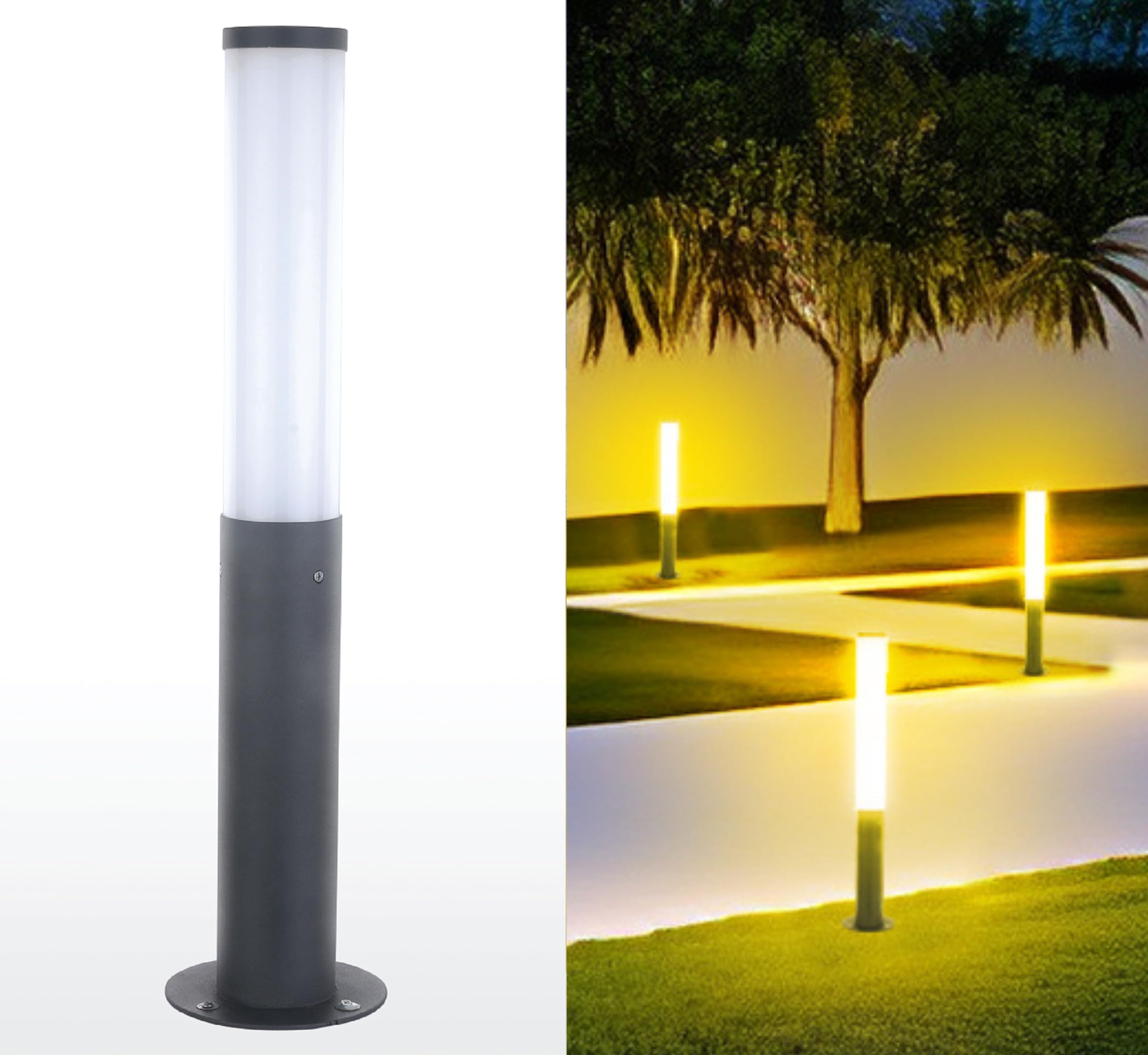 INVENTAA REVA 12W LED Bollard Light (2 Ft) | Warm White, IP65 Waterproof, Unbreakable Outdoor Lamp for Garden & Pathways